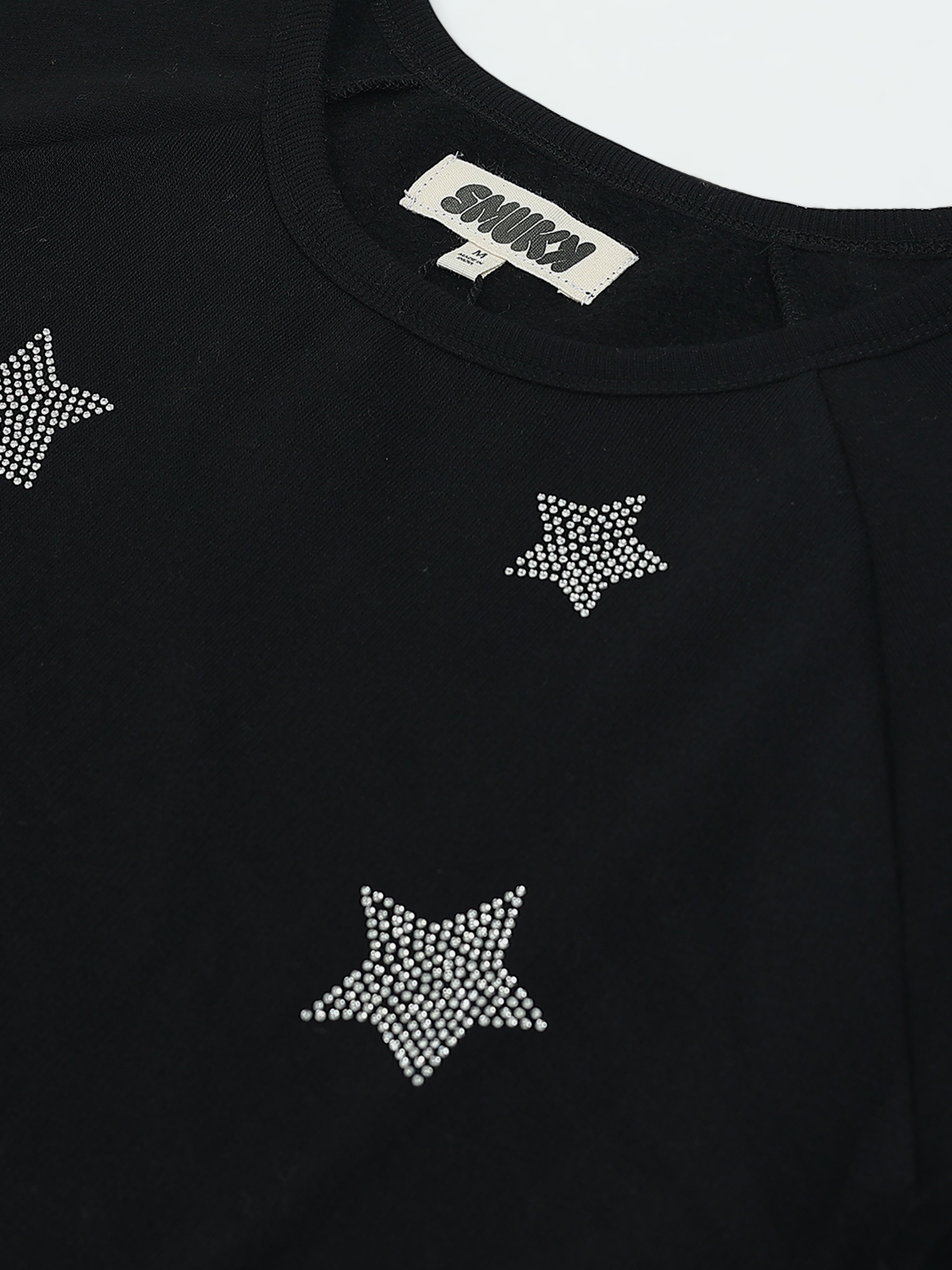 Women Black Silver Star Sweater