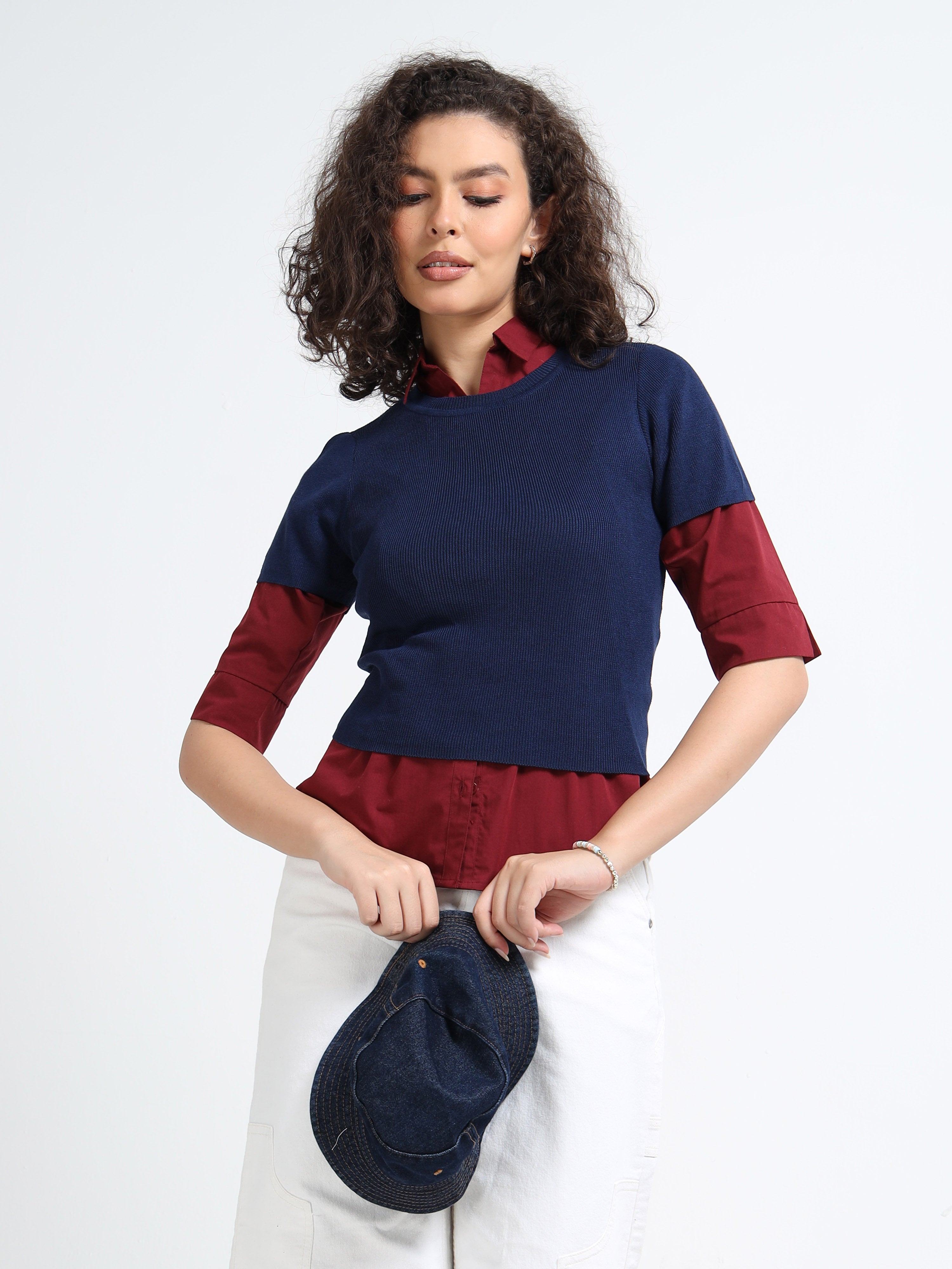 Women Navy Winter Top