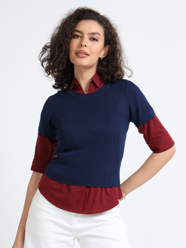 Women Navy Winter Top