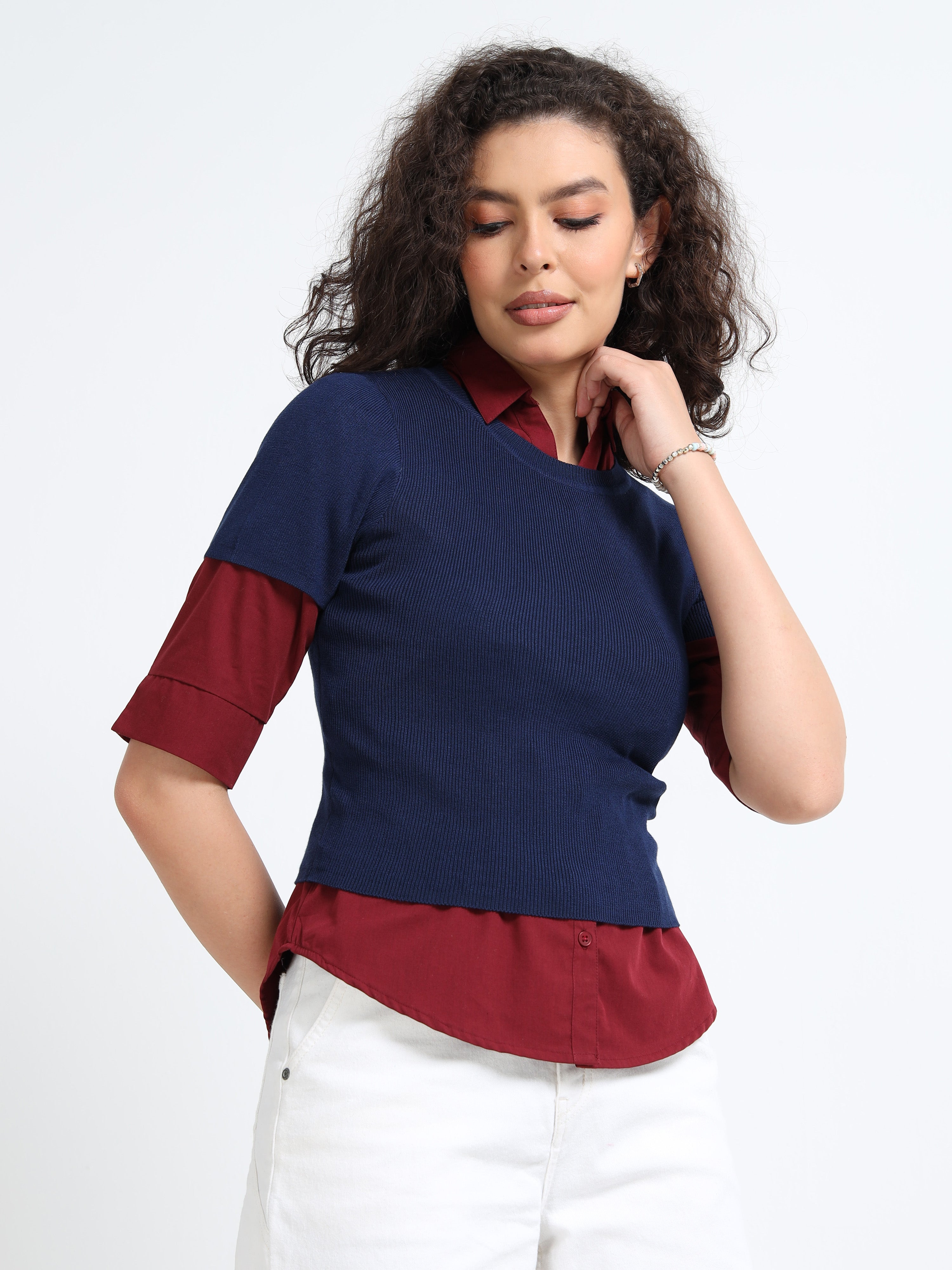 Women Navy Winter Top
