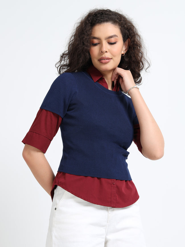 Women Navy Winter Top