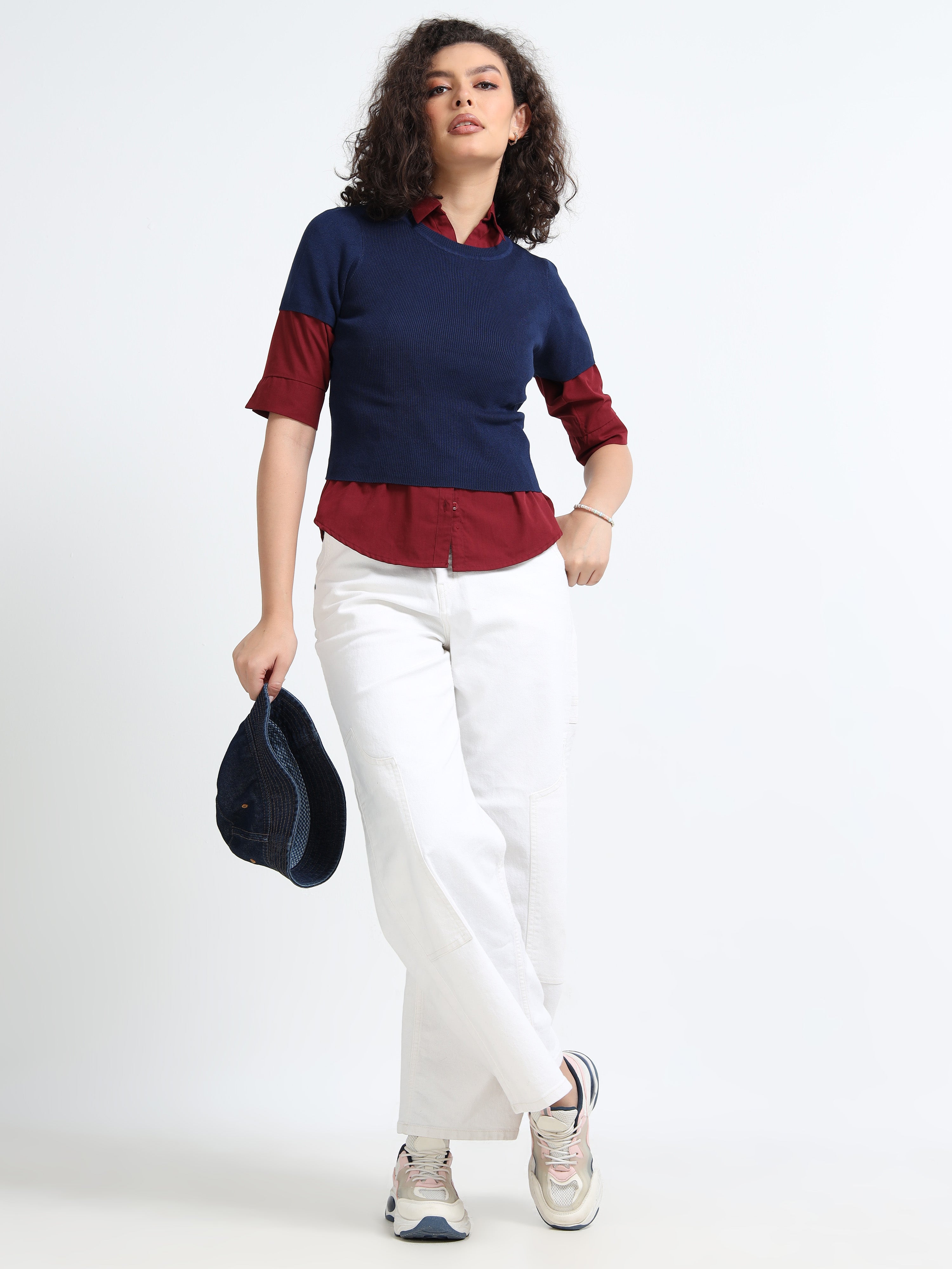 Women Navy Winter Top