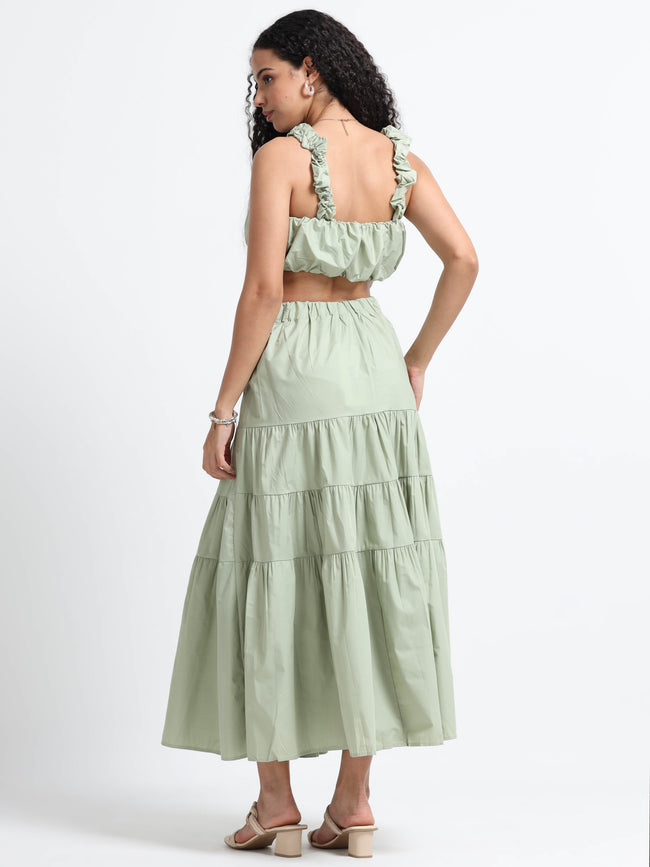 Women Olive and Flare Co-ord Set
