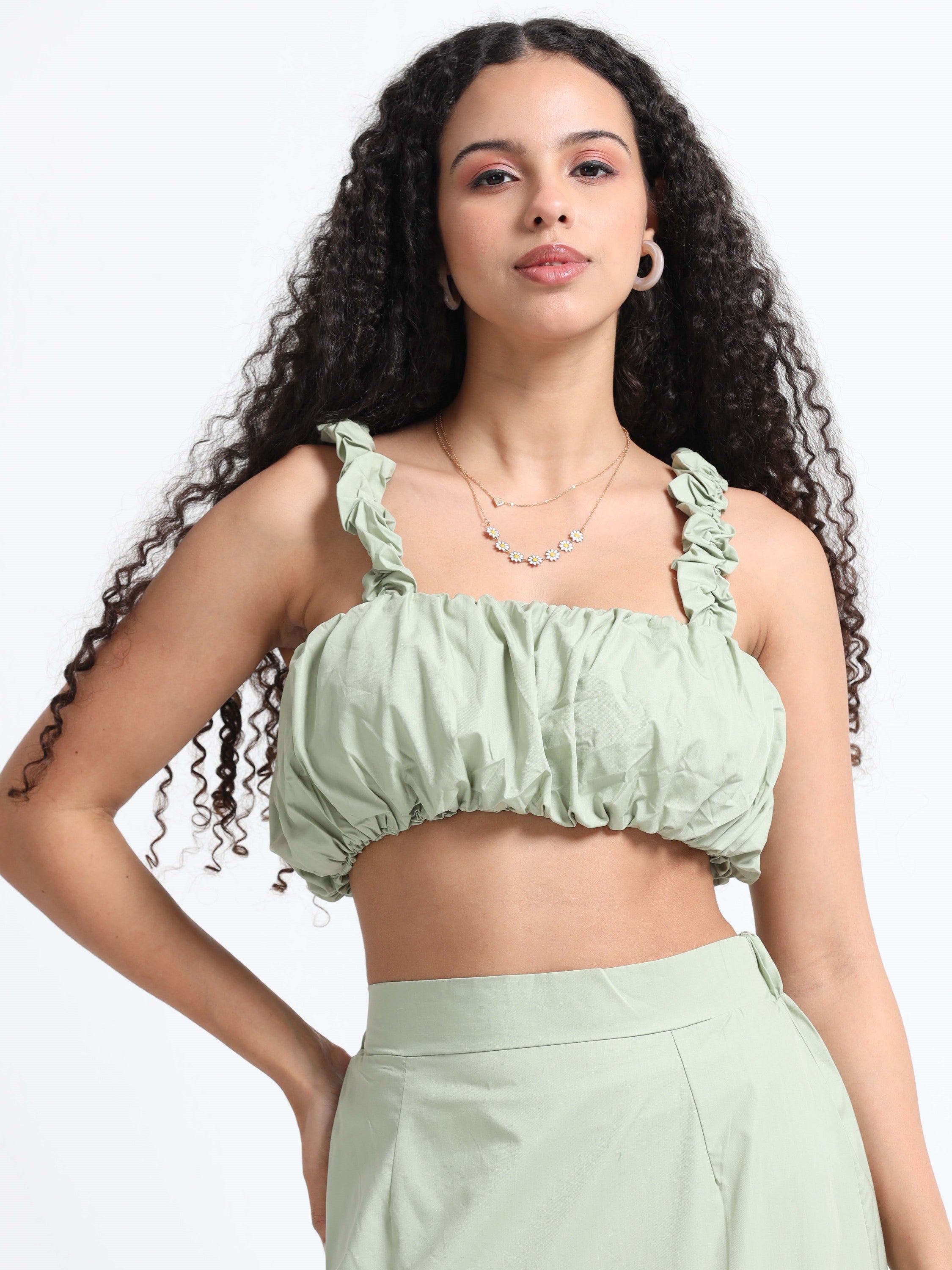 Women Olive and Flare Co-ord Set
