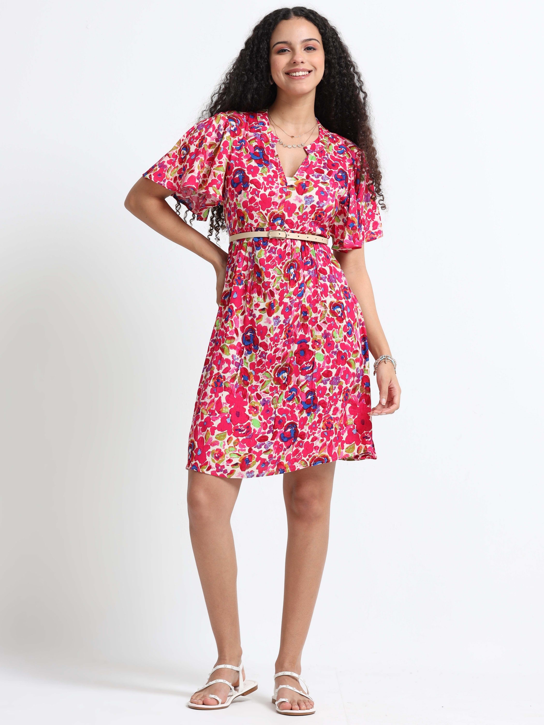 Women Viscose Multicolour Fun Dress