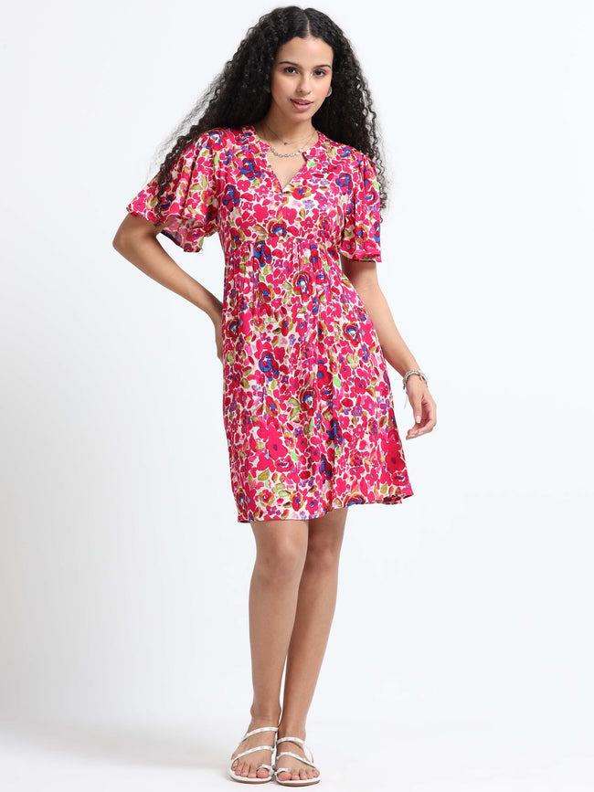 Women Viscose Multicolour Fun Dress