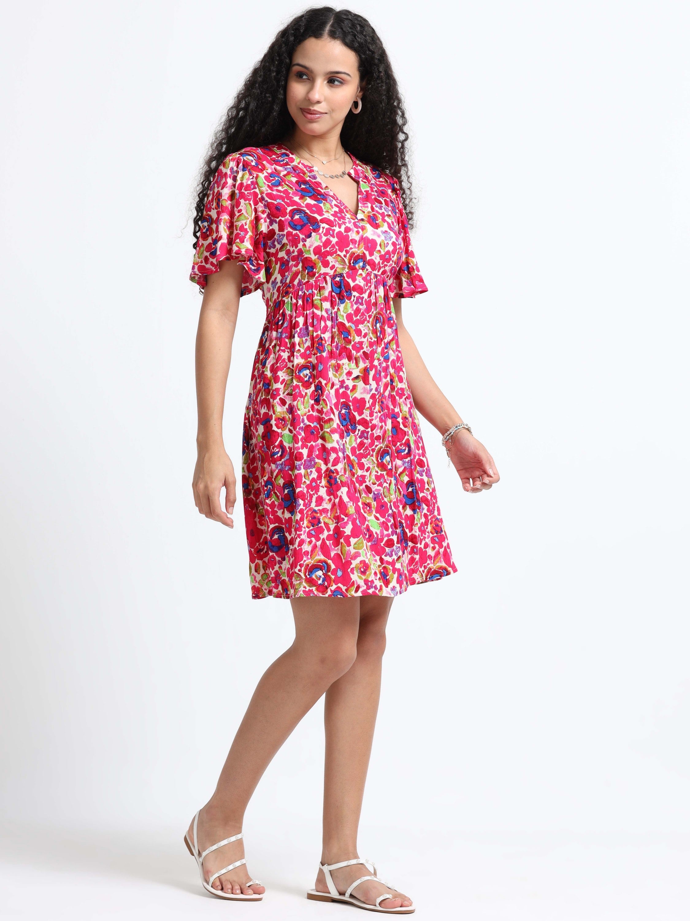 Women Viscose Multicolour Fun Dress