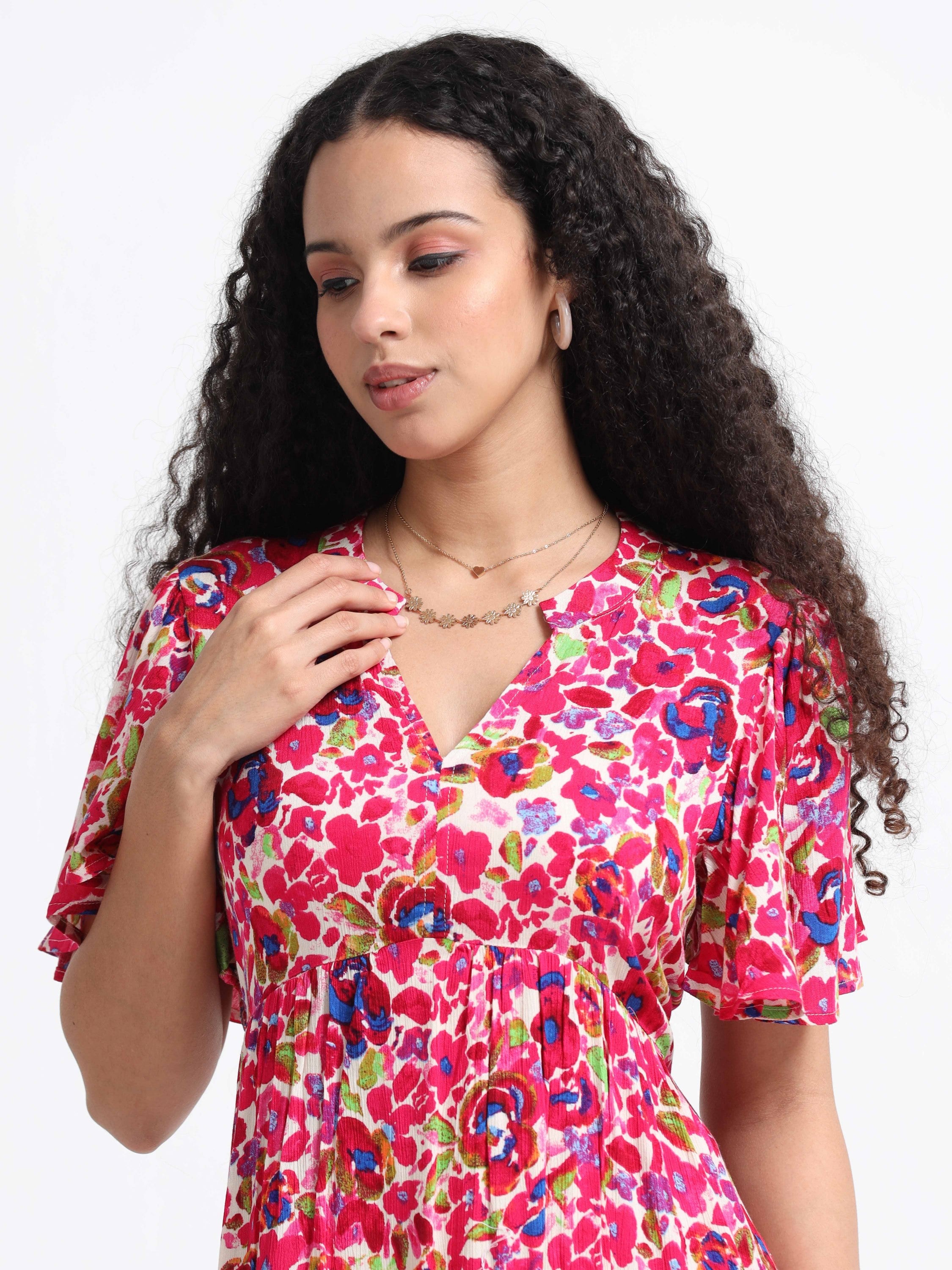 Women Viscose Multicolour Fun Dress