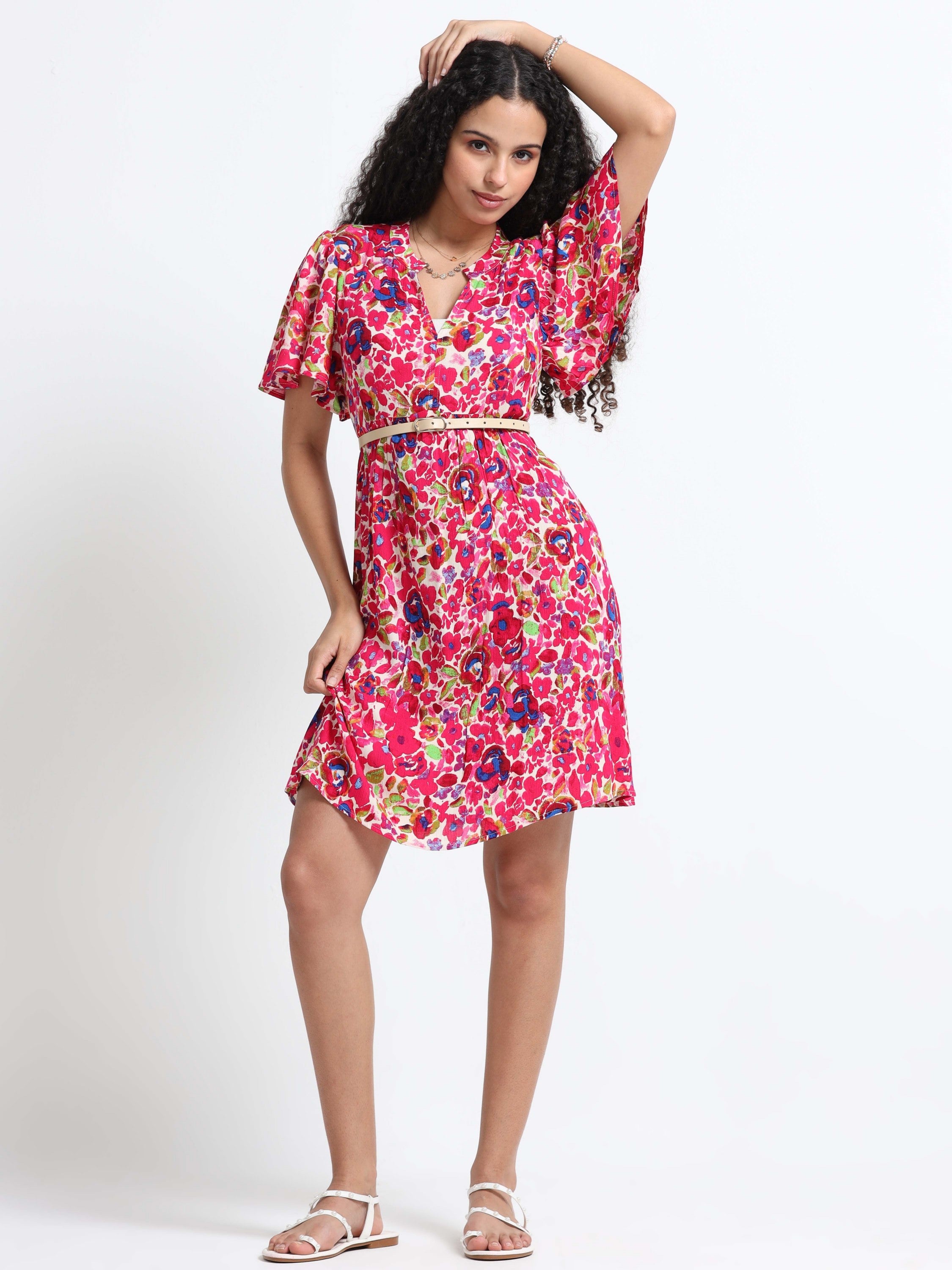 Women Viscose Multicolour Fun Dress