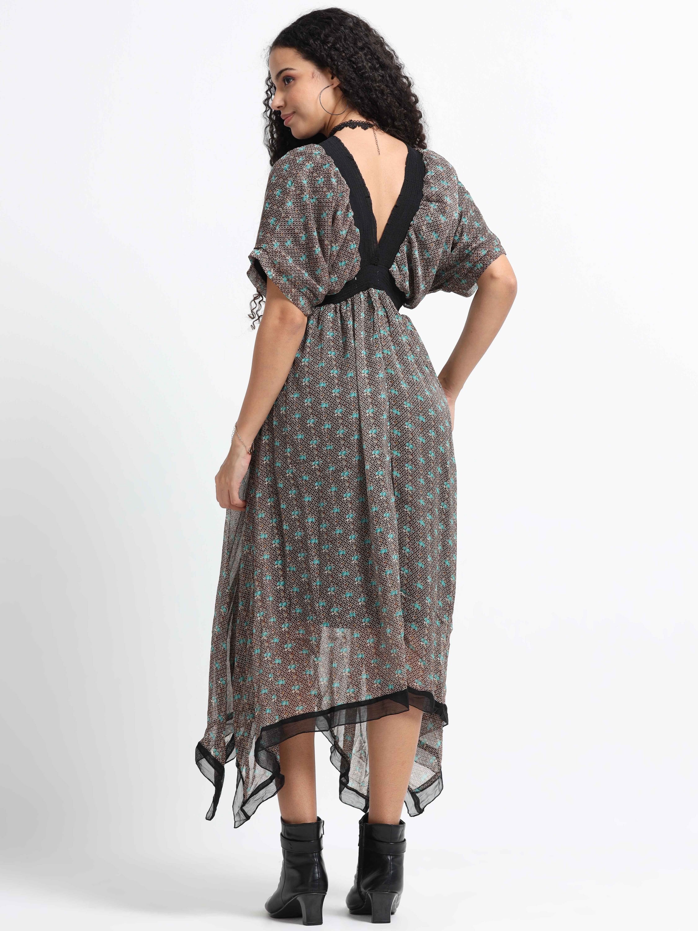 Women Flared High Low Hem Dress