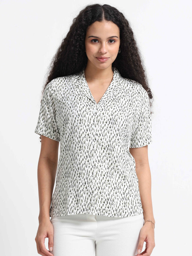 Women Chic Printed White Shirt