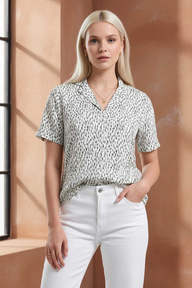 Women Chic Printed White Shirt