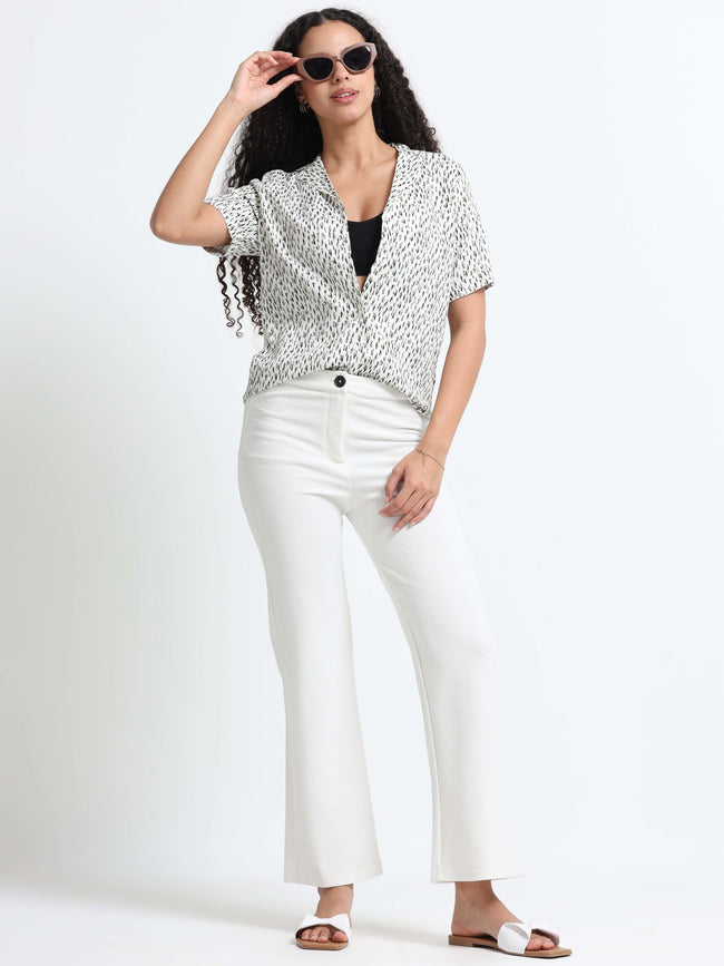 Women Chic Printed White Shirt