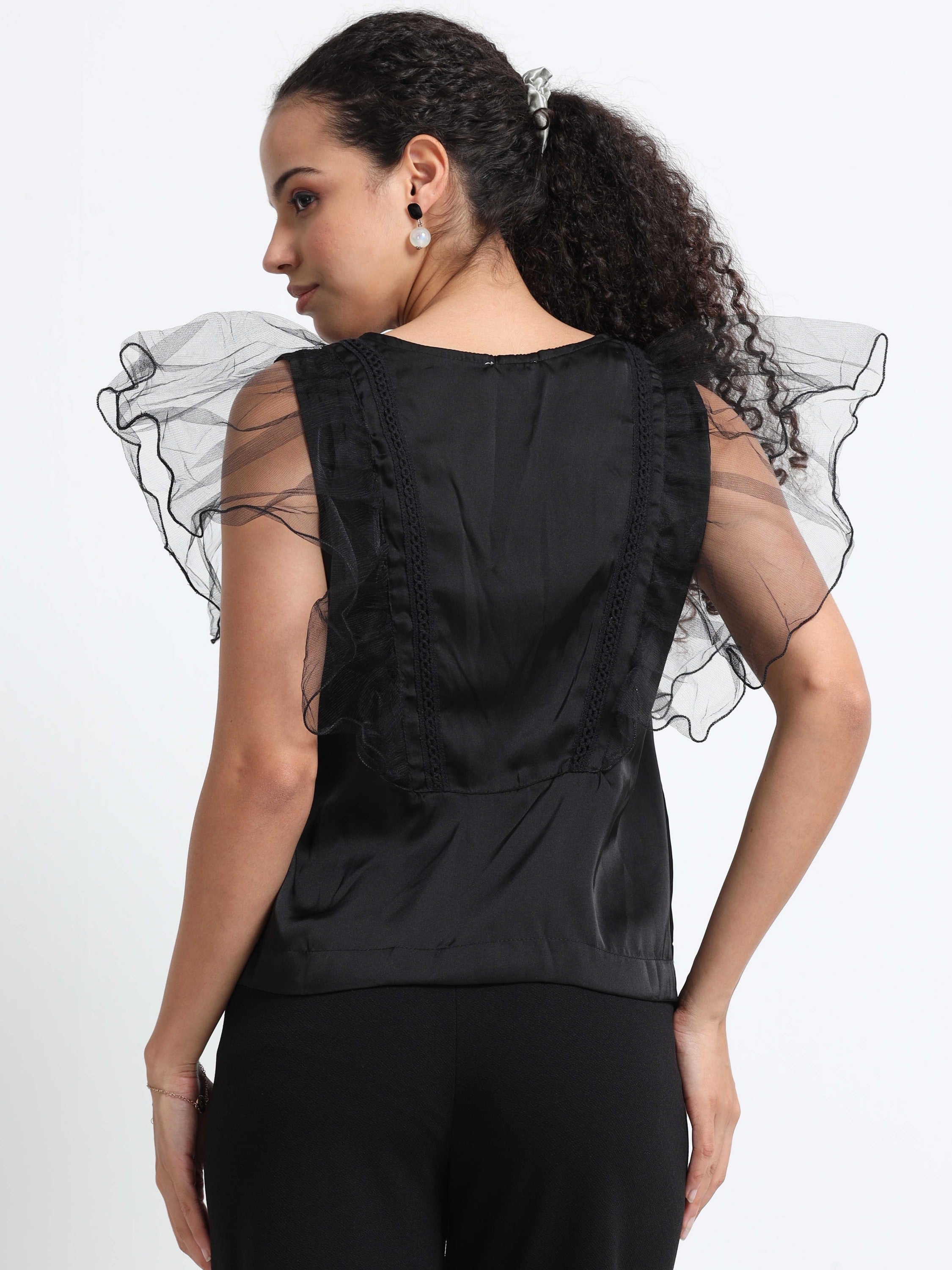 Women V- Neck Frill Fairy Top