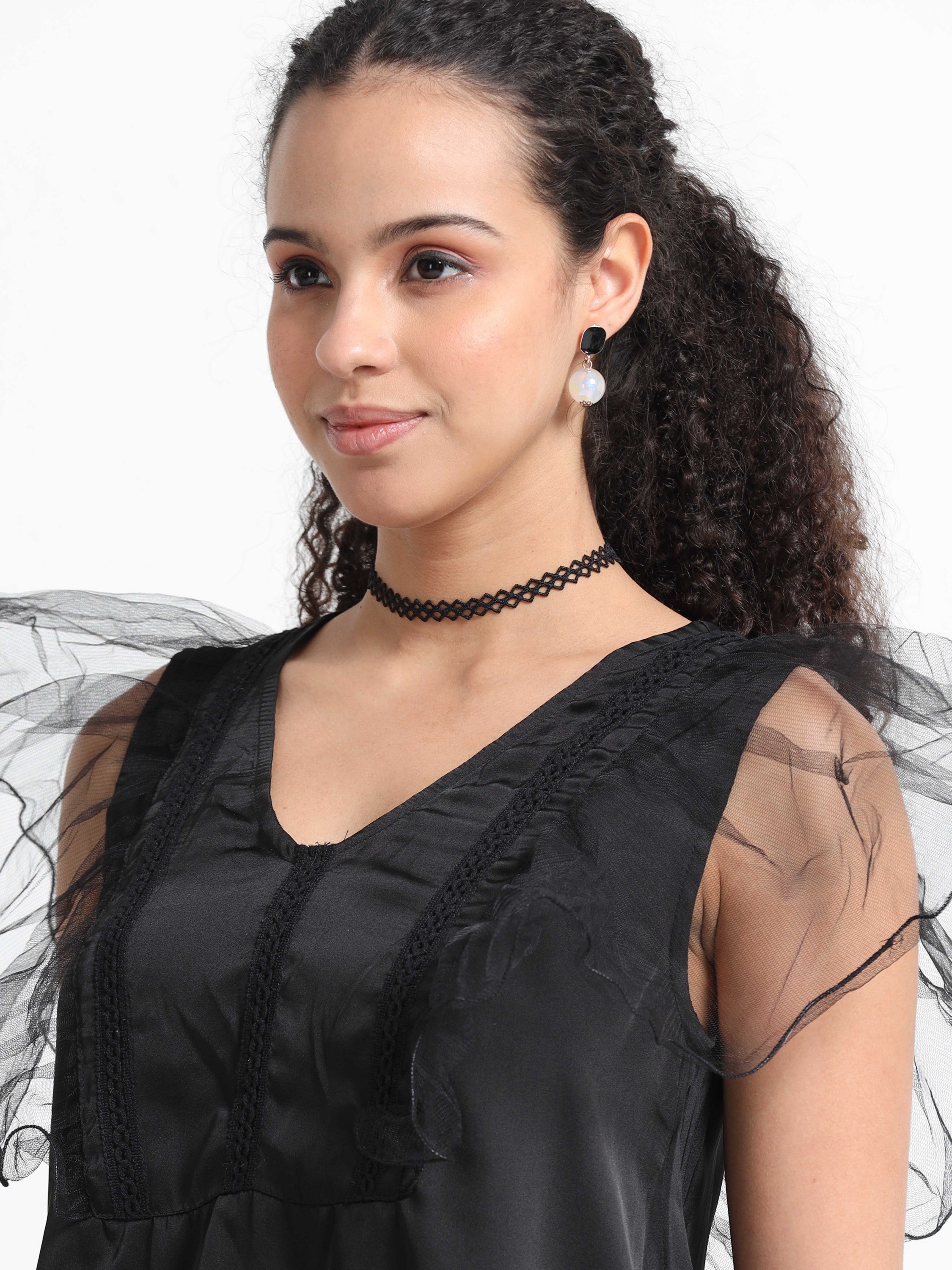 Women V- Neck Frill Fairy Top