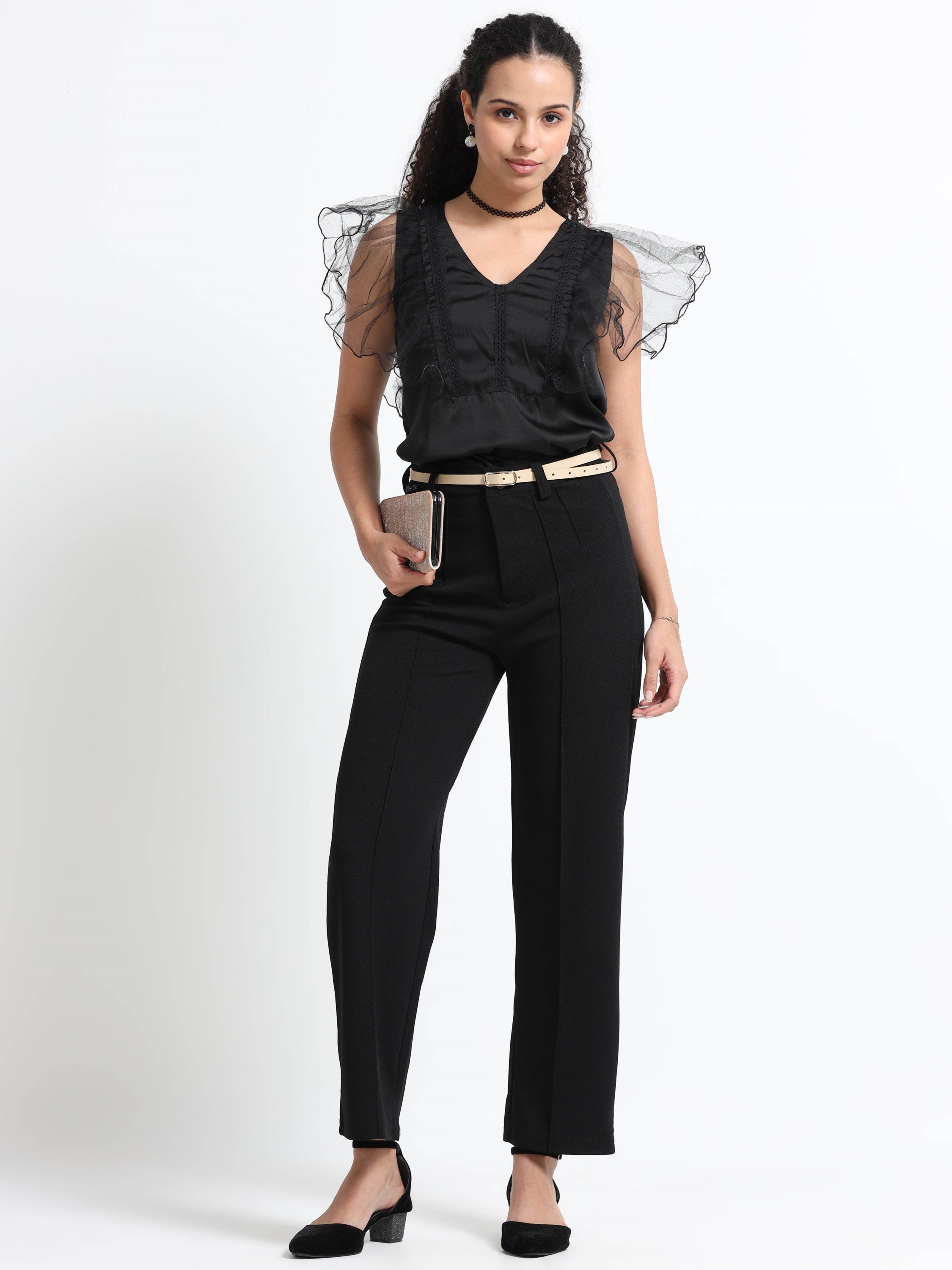 Women V- Neck Frill Fairy Top