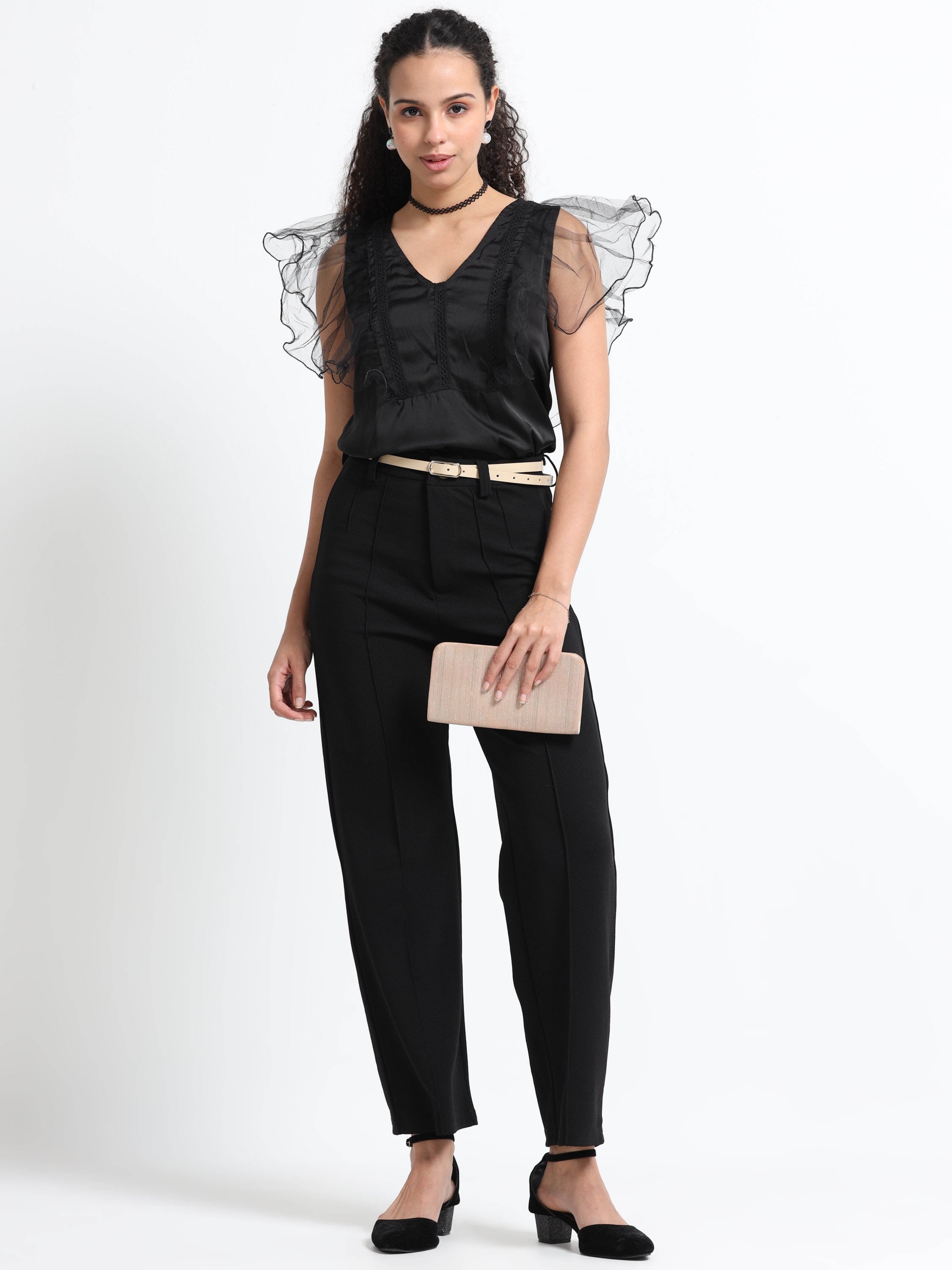 Women V- Neck Frill Fairy Top