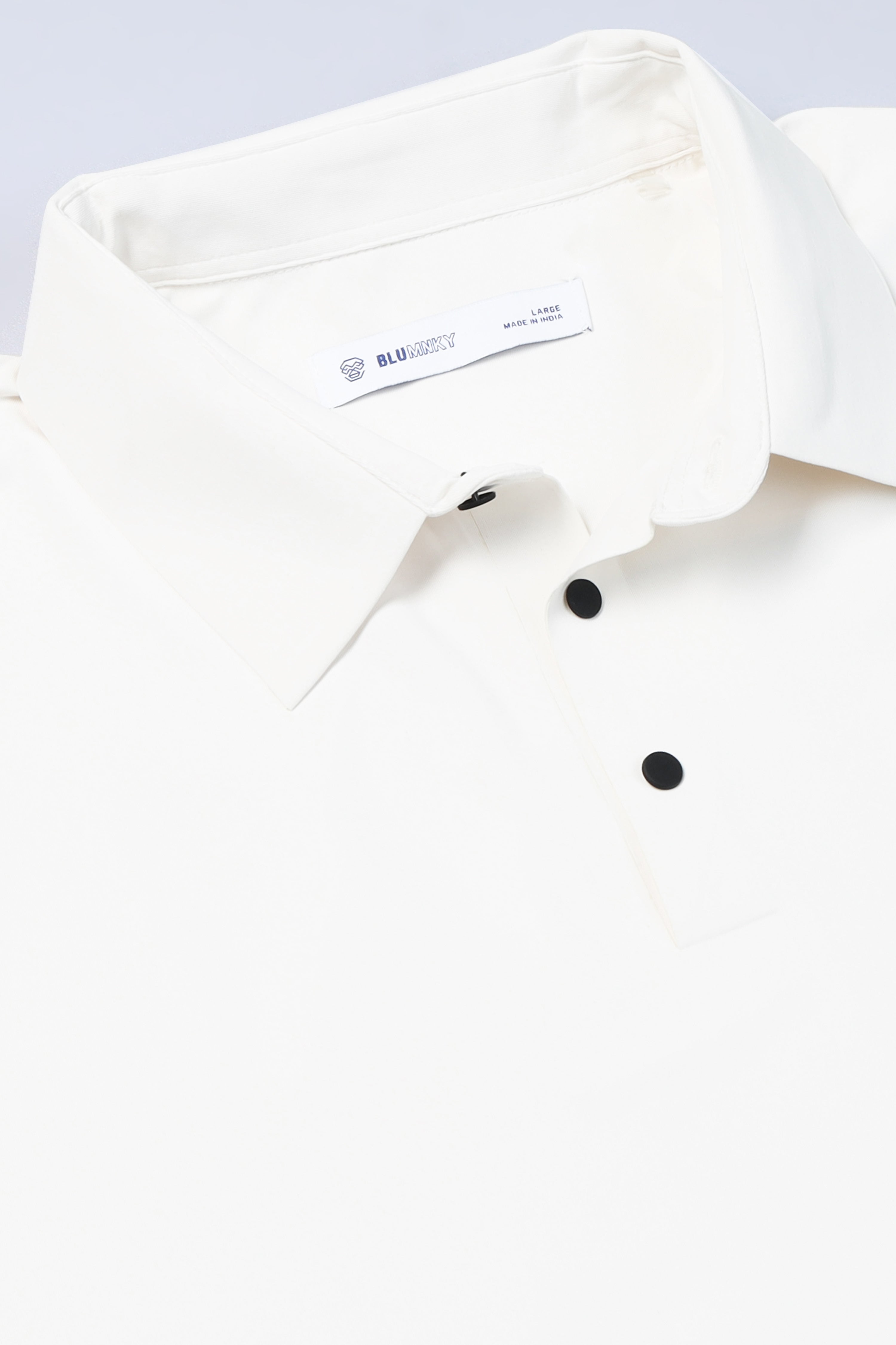 Men Off White Viscose Polo T-Shirt