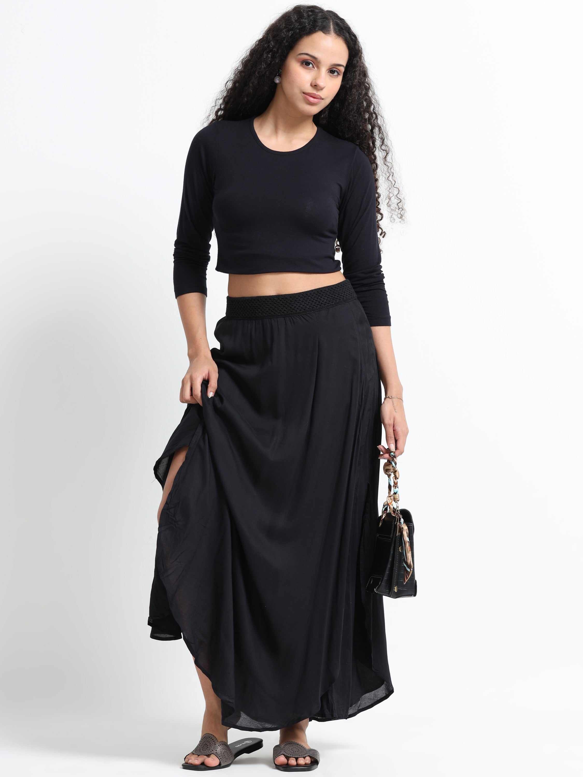 Women Side Slit Maxi Skirt
