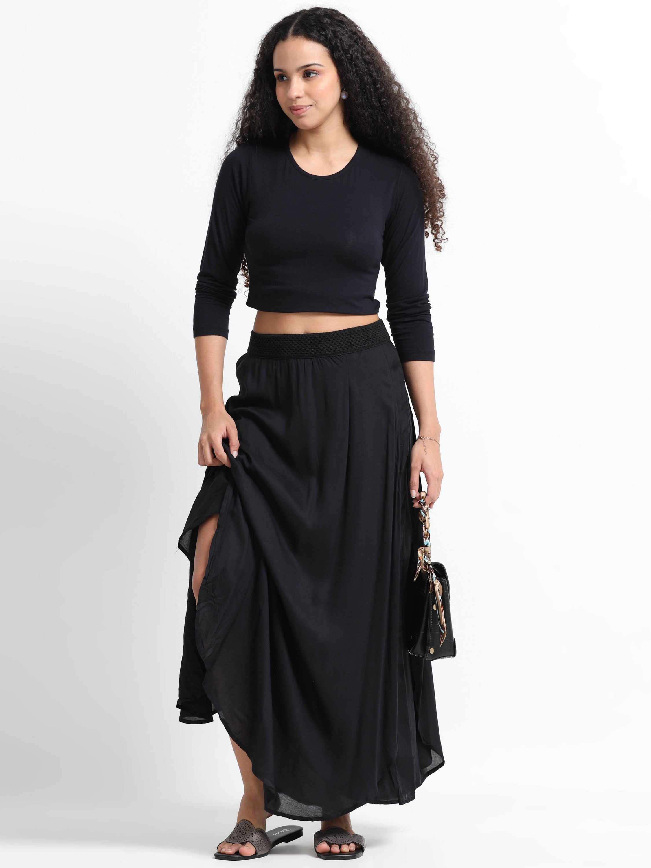 Women Side Slit Maxi Skirt