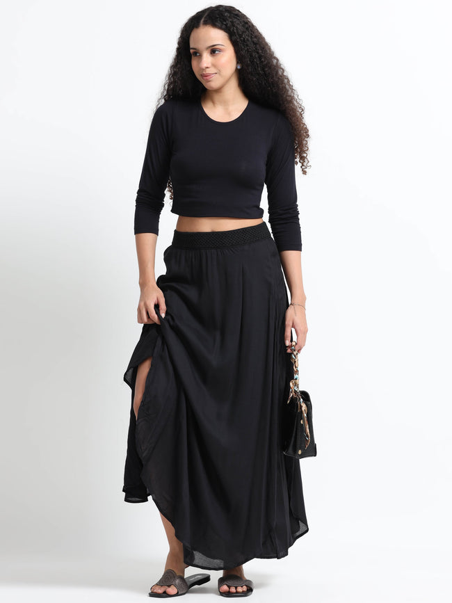 Women Side Slit Maxi Skirt