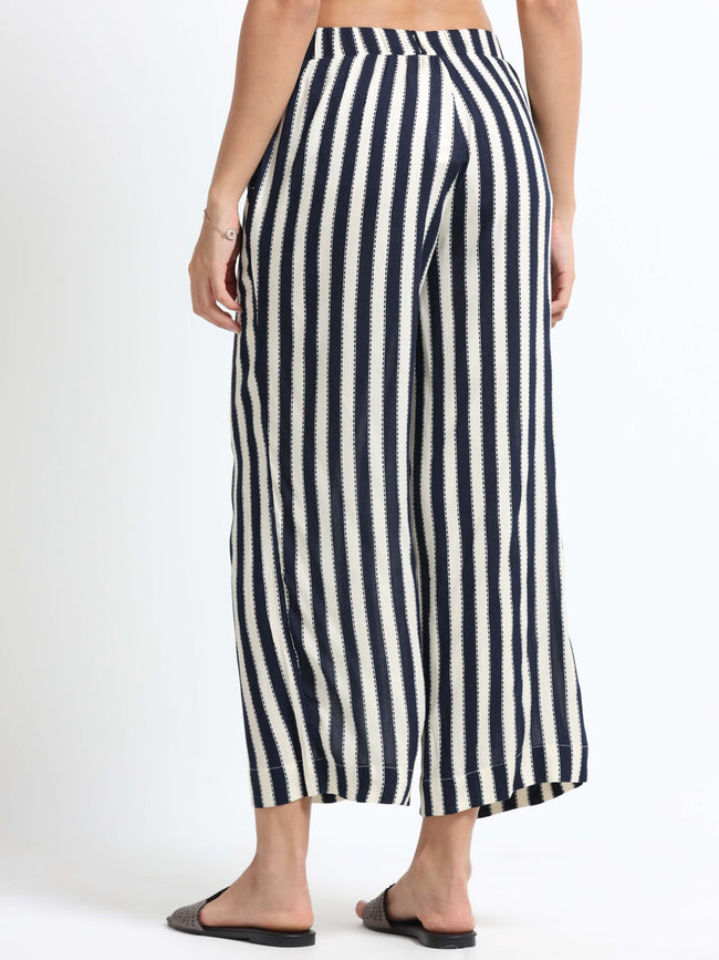 Women Viscose Navy Chic Pants