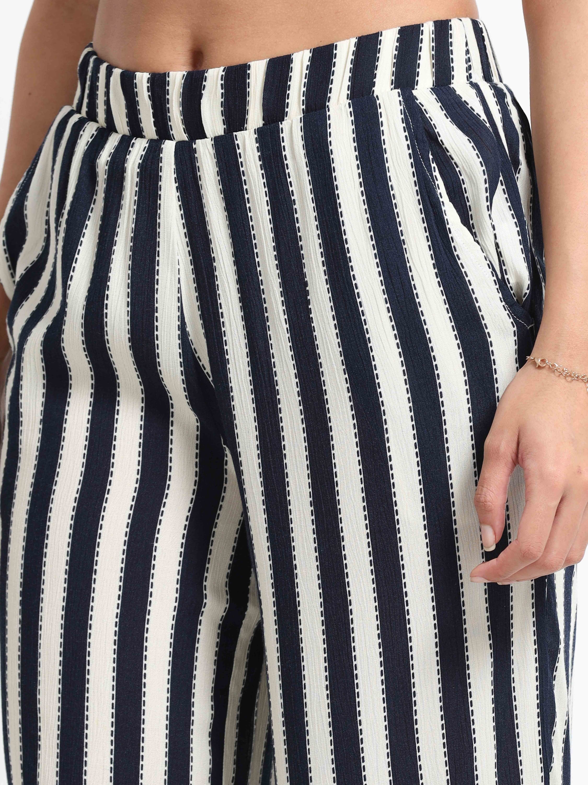 Women Viscose Navy Chic Pants