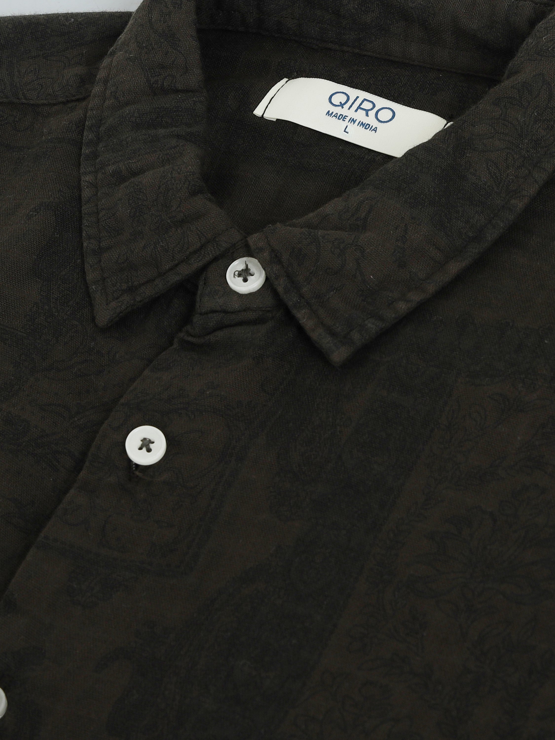 Men Olive Printed Overdyed Shirt