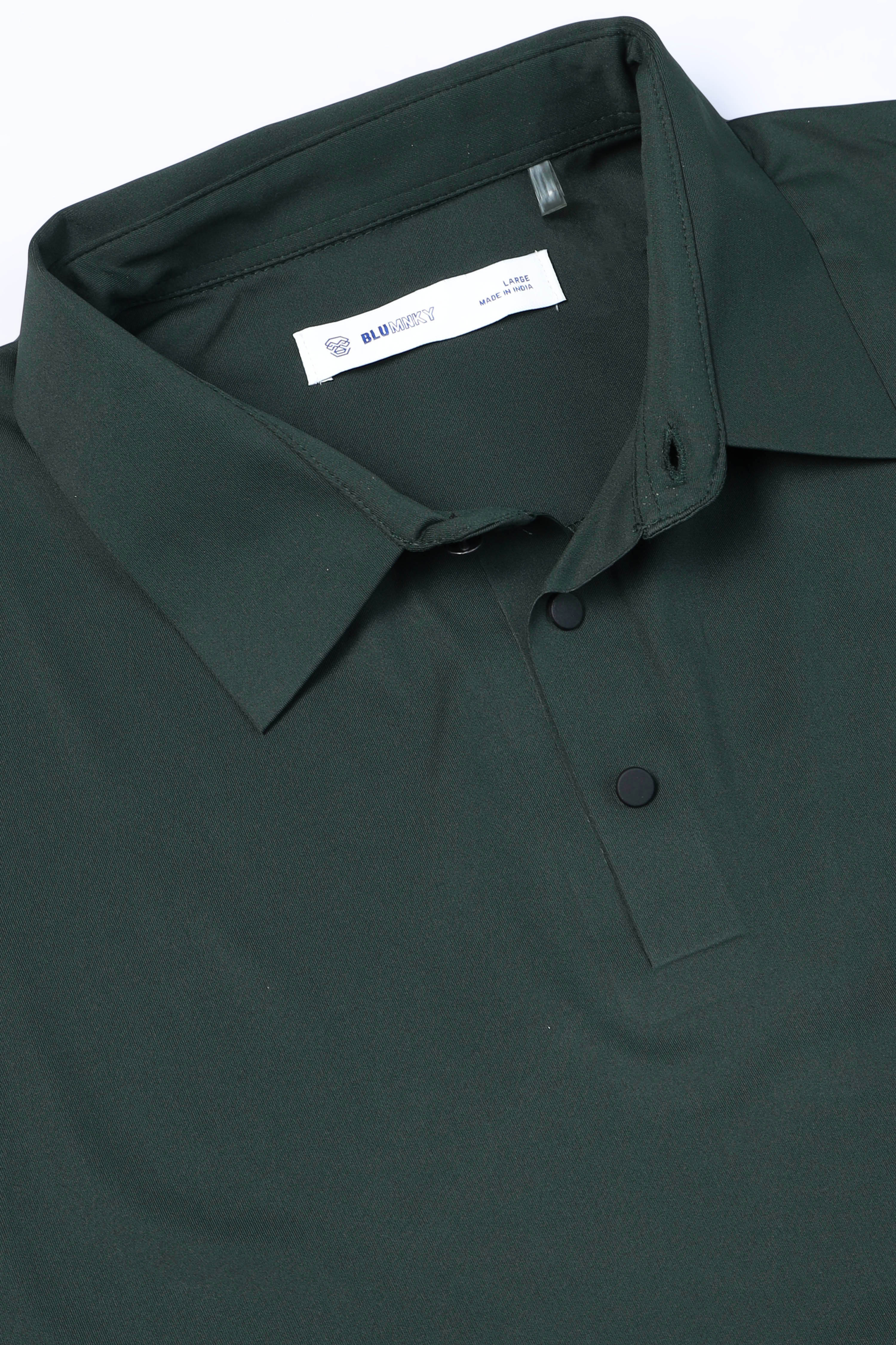 Men Green Viscose Polo T-Shirt