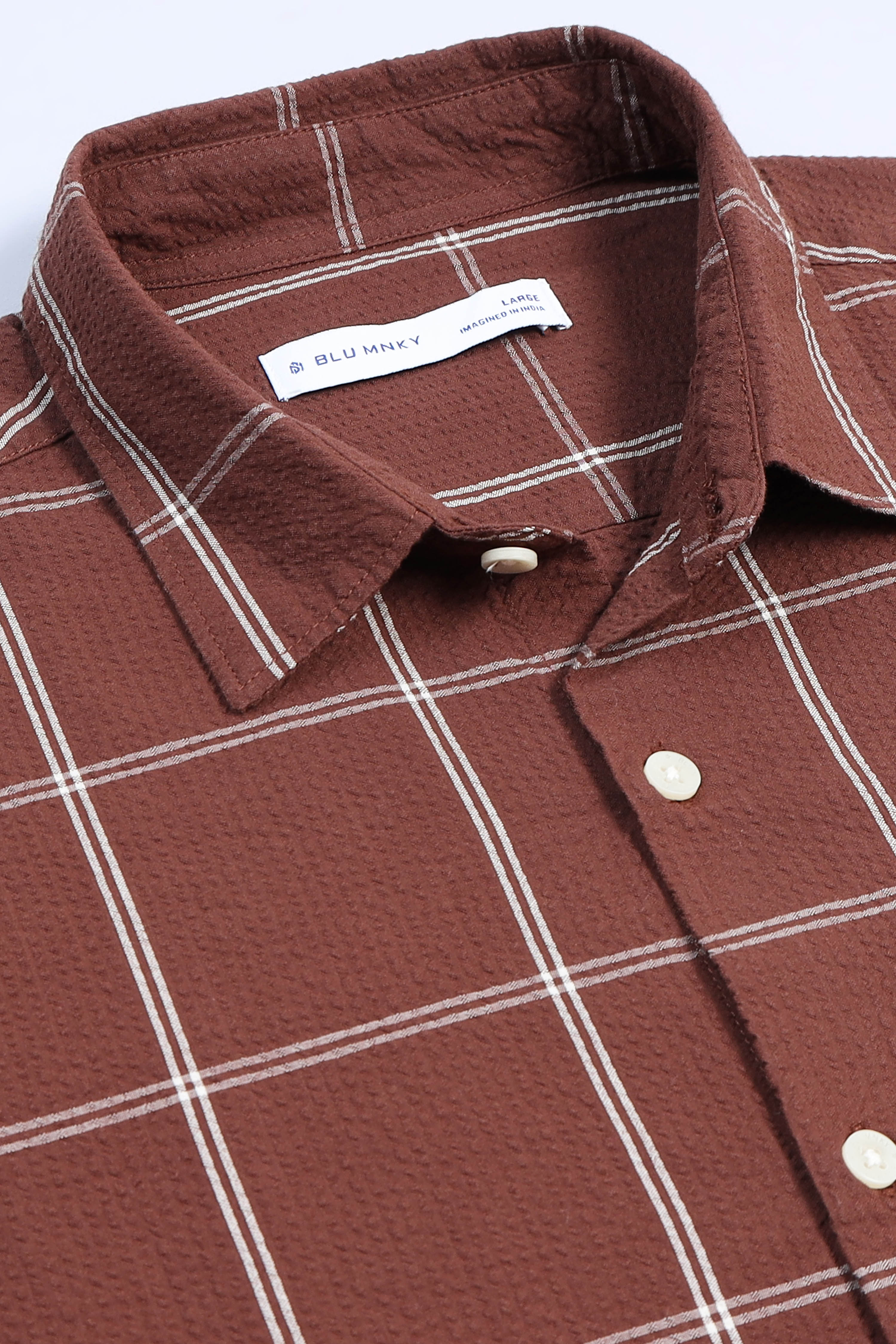 Men Brown Checked Casual Shirt