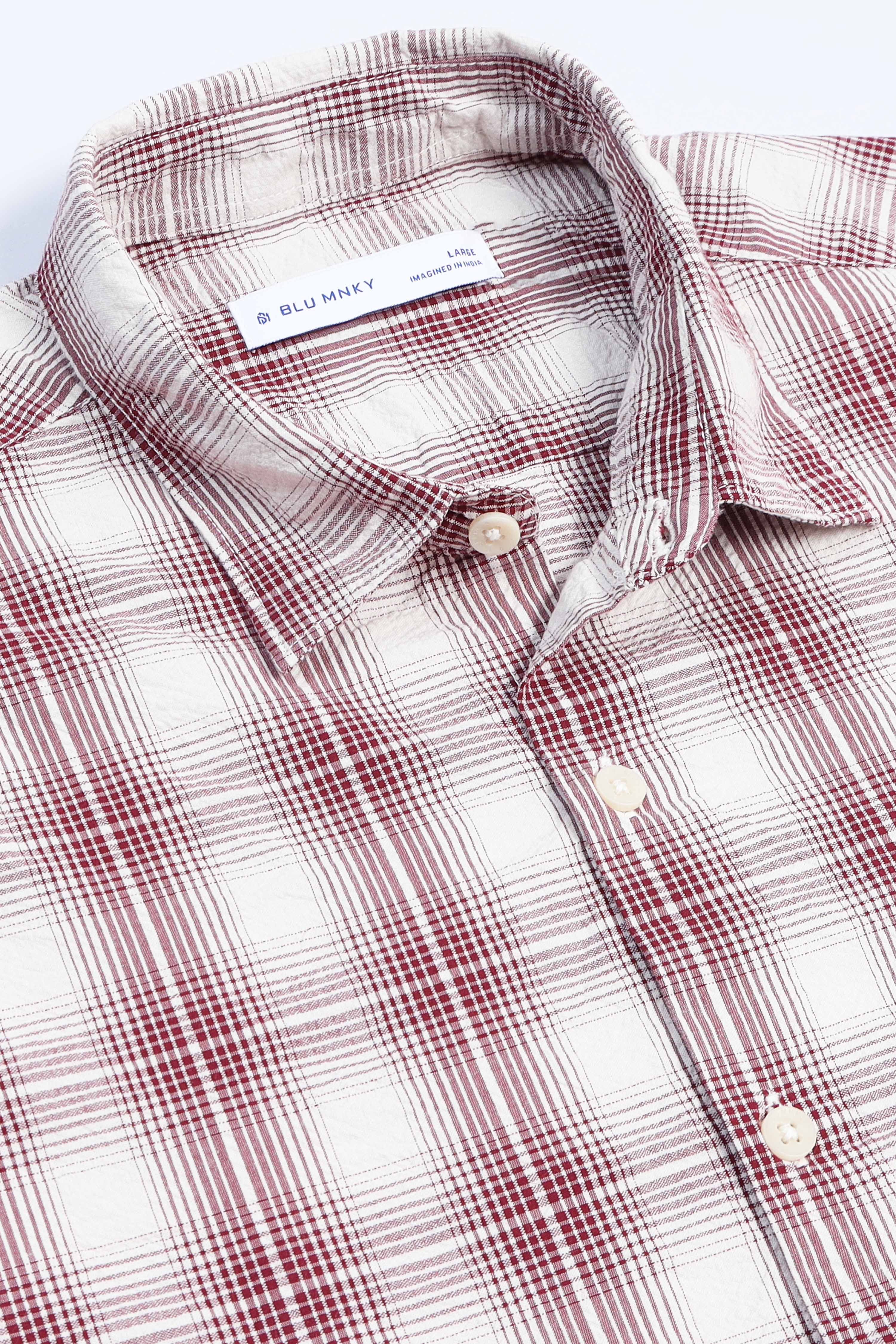 Men Maroon Checked Casual Shirt