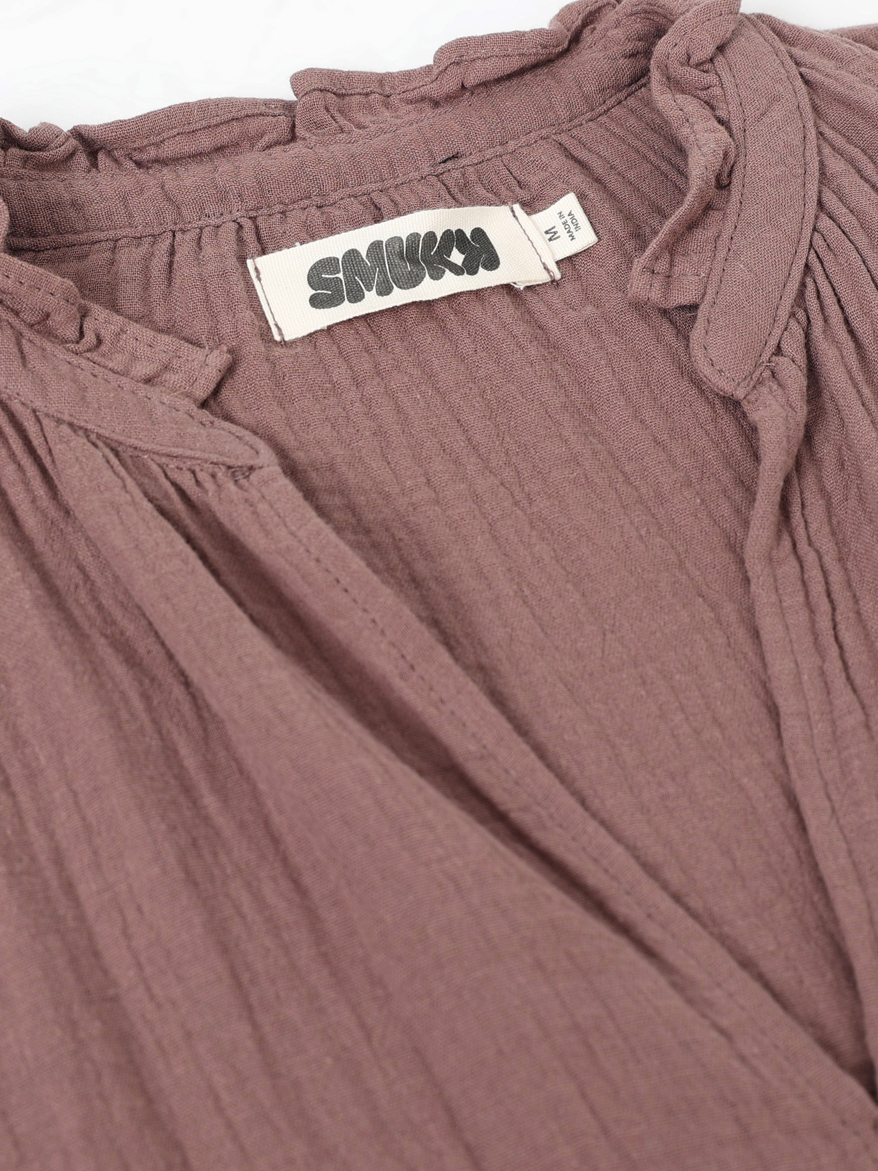 Women Brown Double Gauze Relaxed Dress