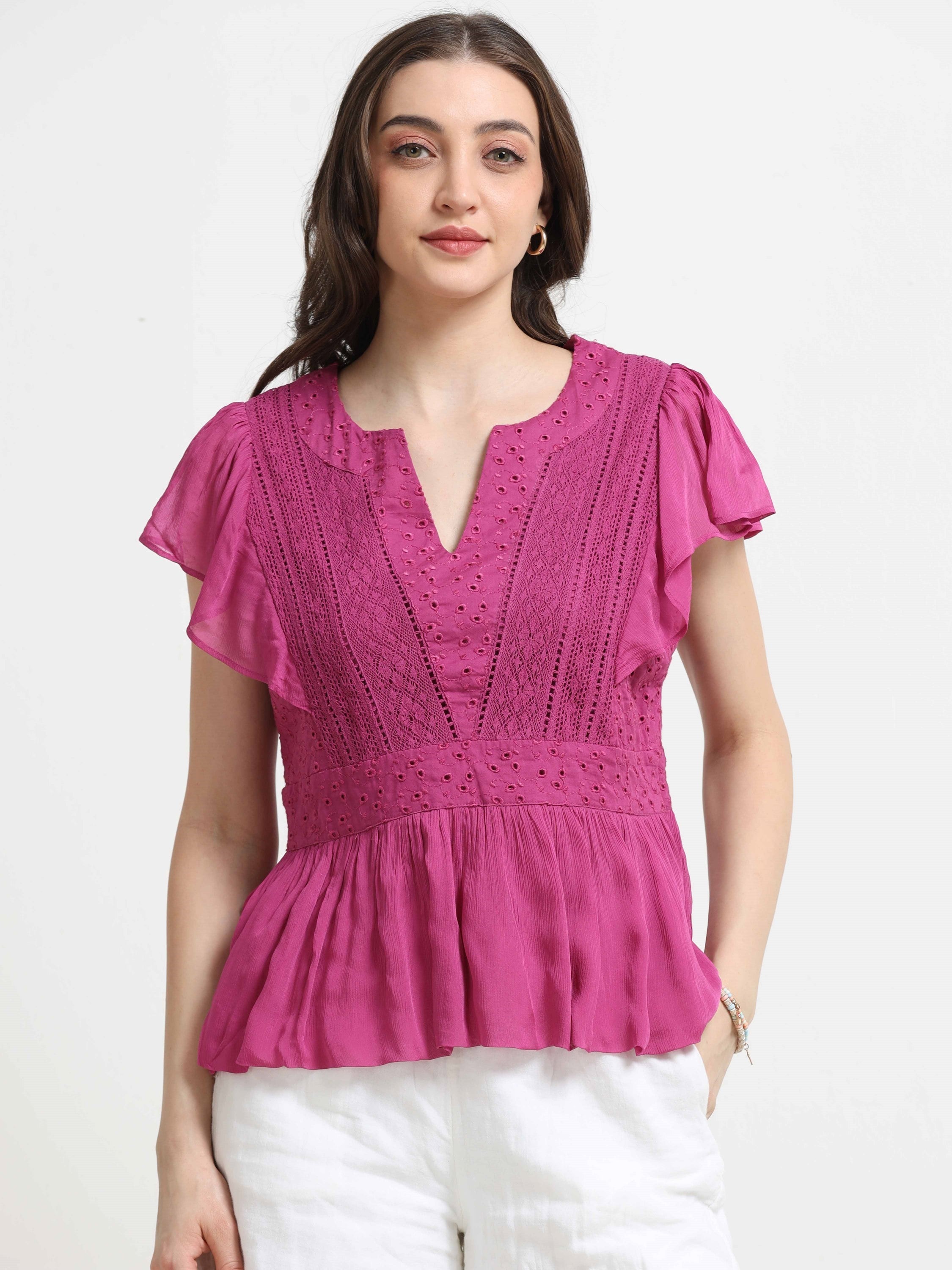 Women Purple Peplum Top