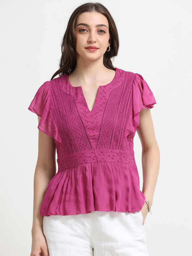 Women Purple Peplum Top