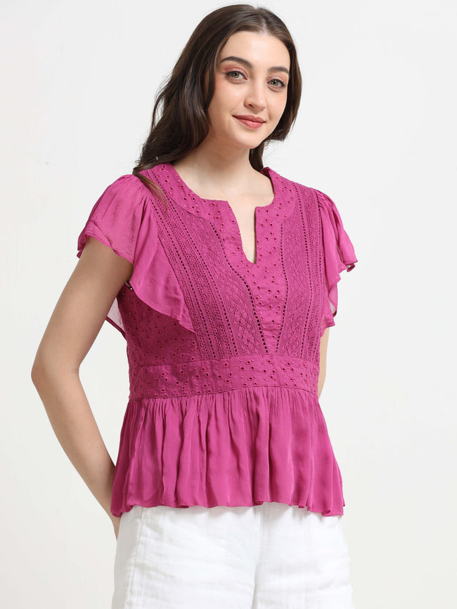 Women Purple Peplum Top