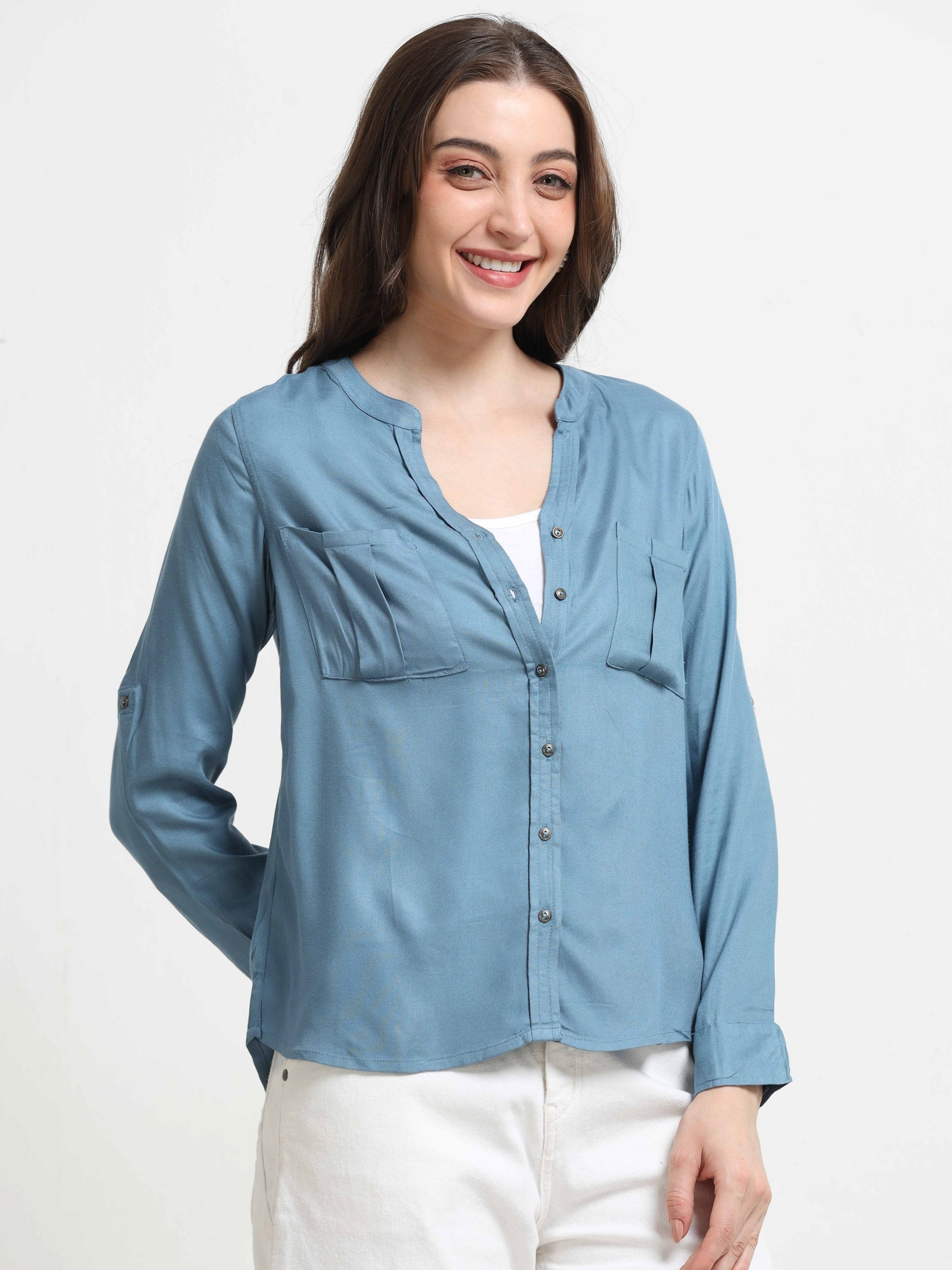 Women Blue Casual Shirt