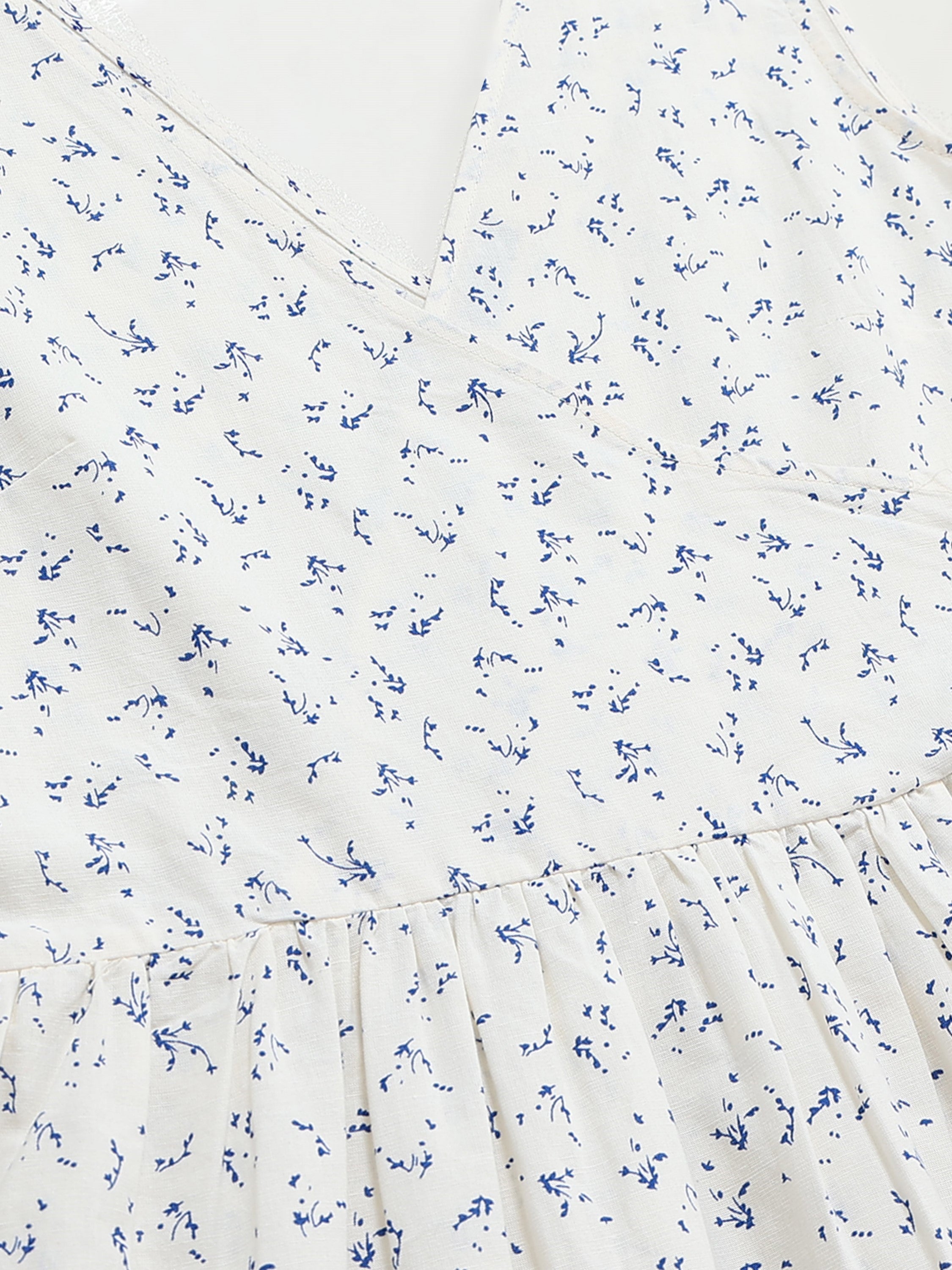 Women White Ditsy Wrap Dress