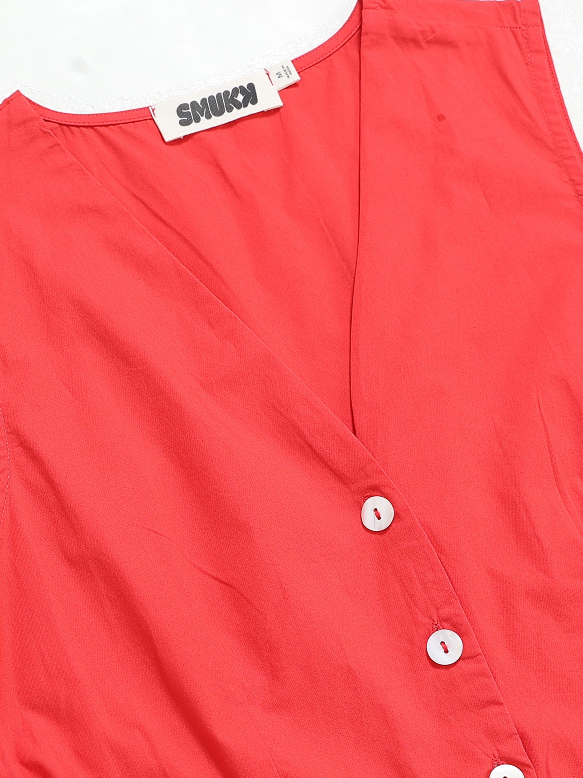 Women Red Fit & Flared Dress