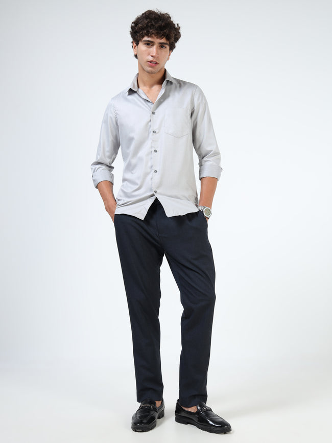 Men Grey Silk Shirt
