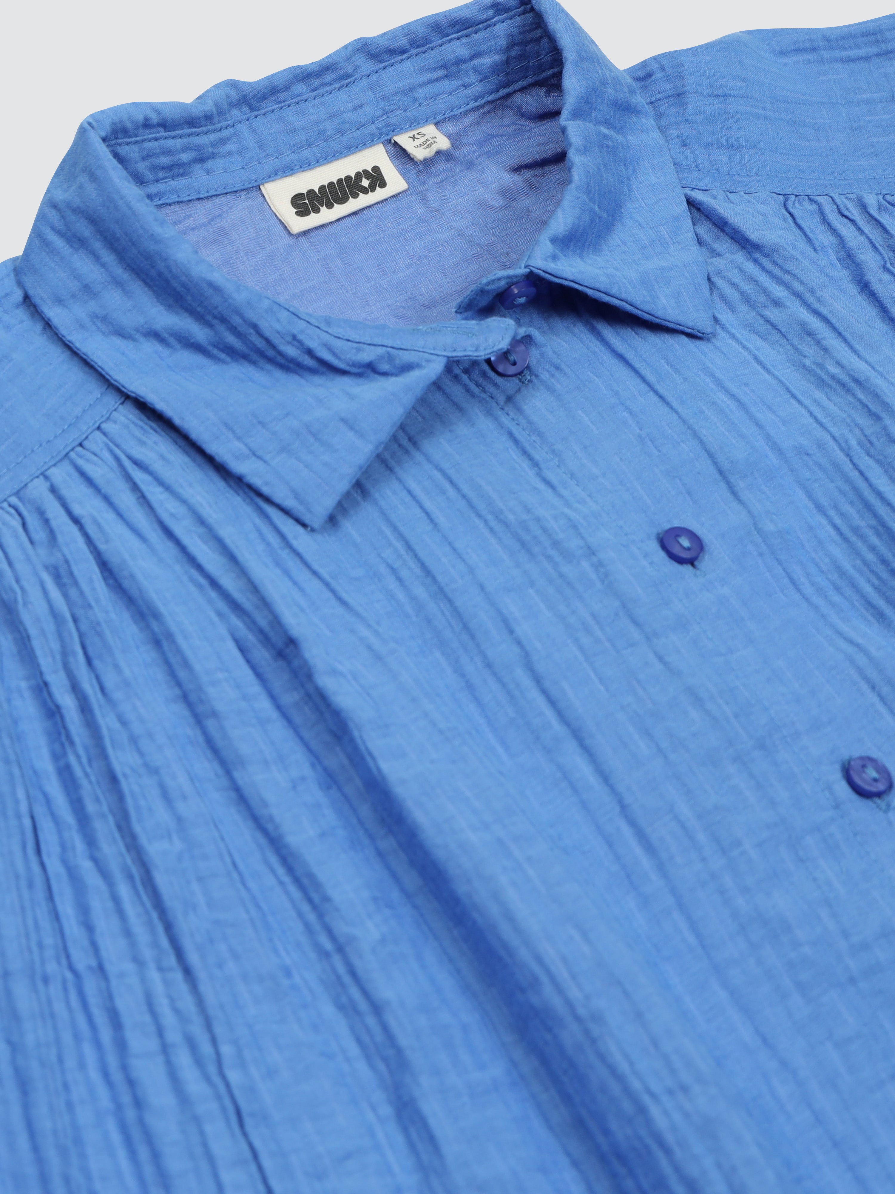 Women Blue Batwing Sleeve Shirt