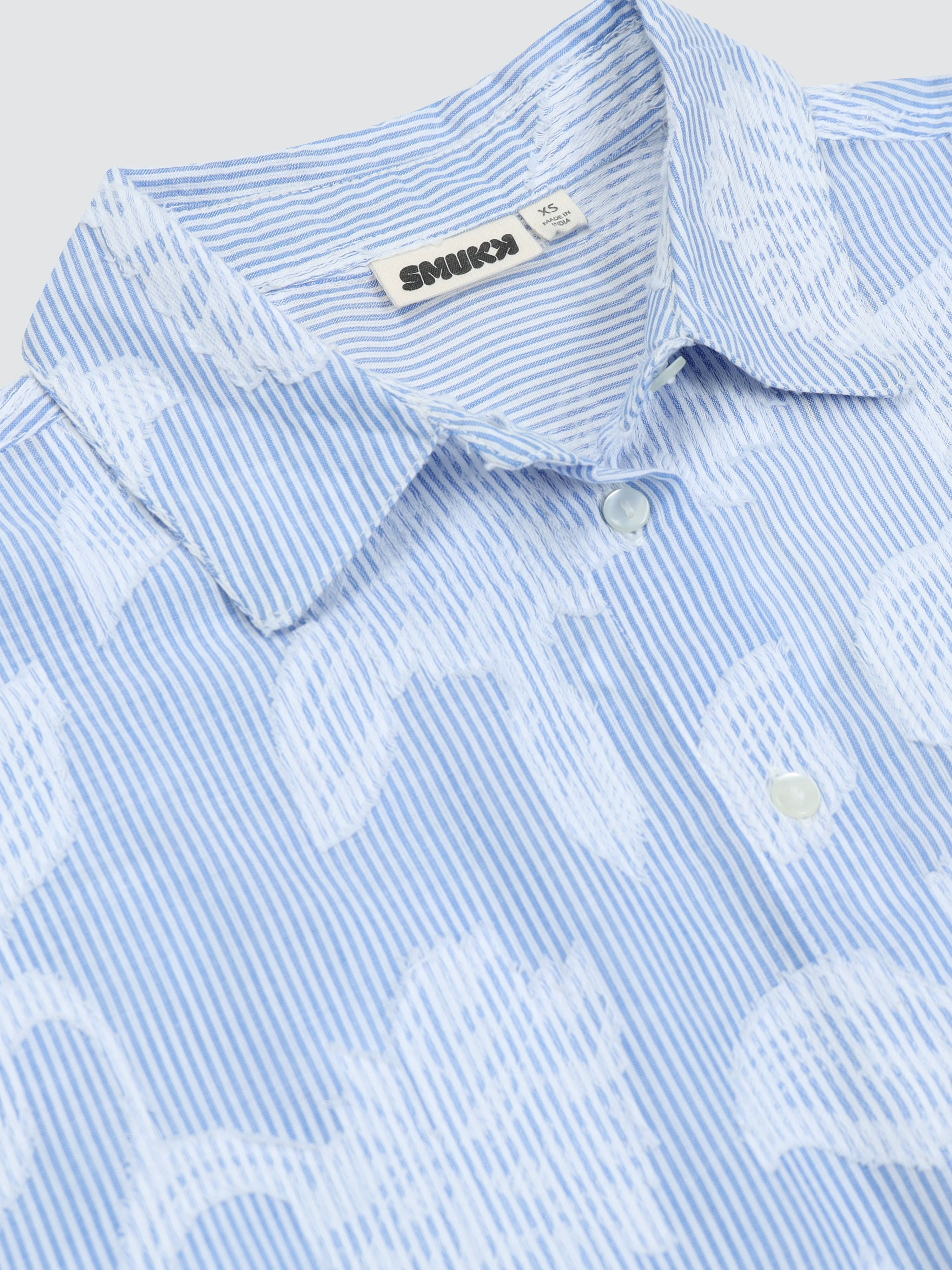 Women Modern Blue Floral Detail Shirt