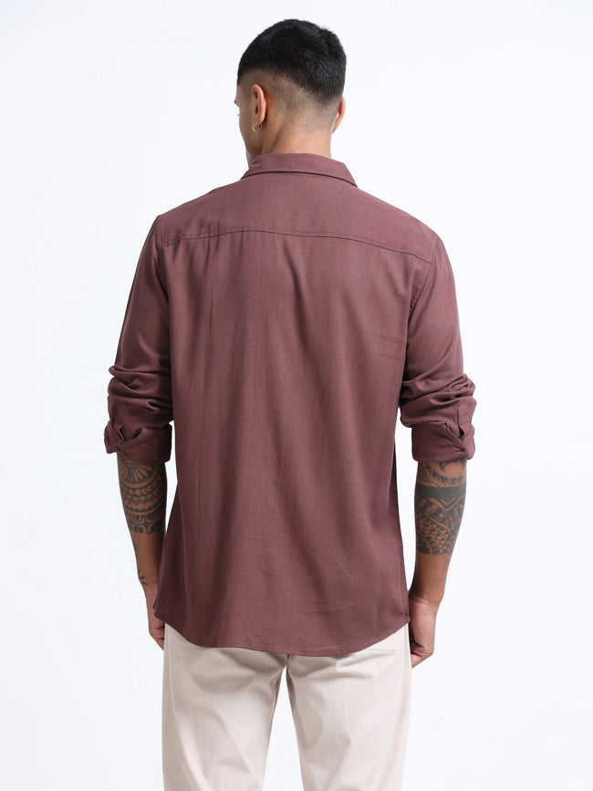 Men Linen Blend Regular Fit Shirt