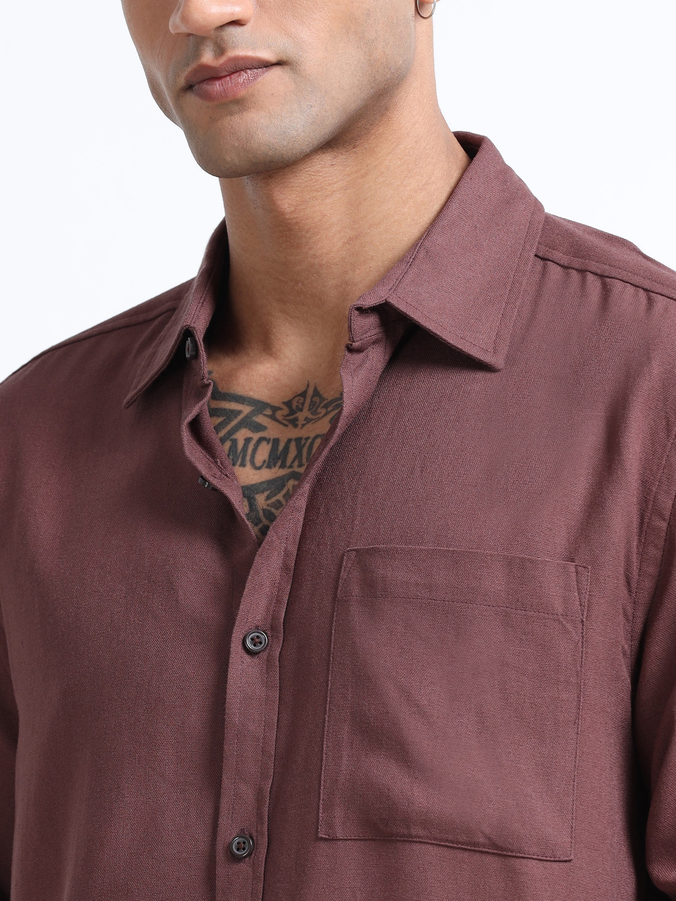 Men Linen Blend Regular Fit Shirt