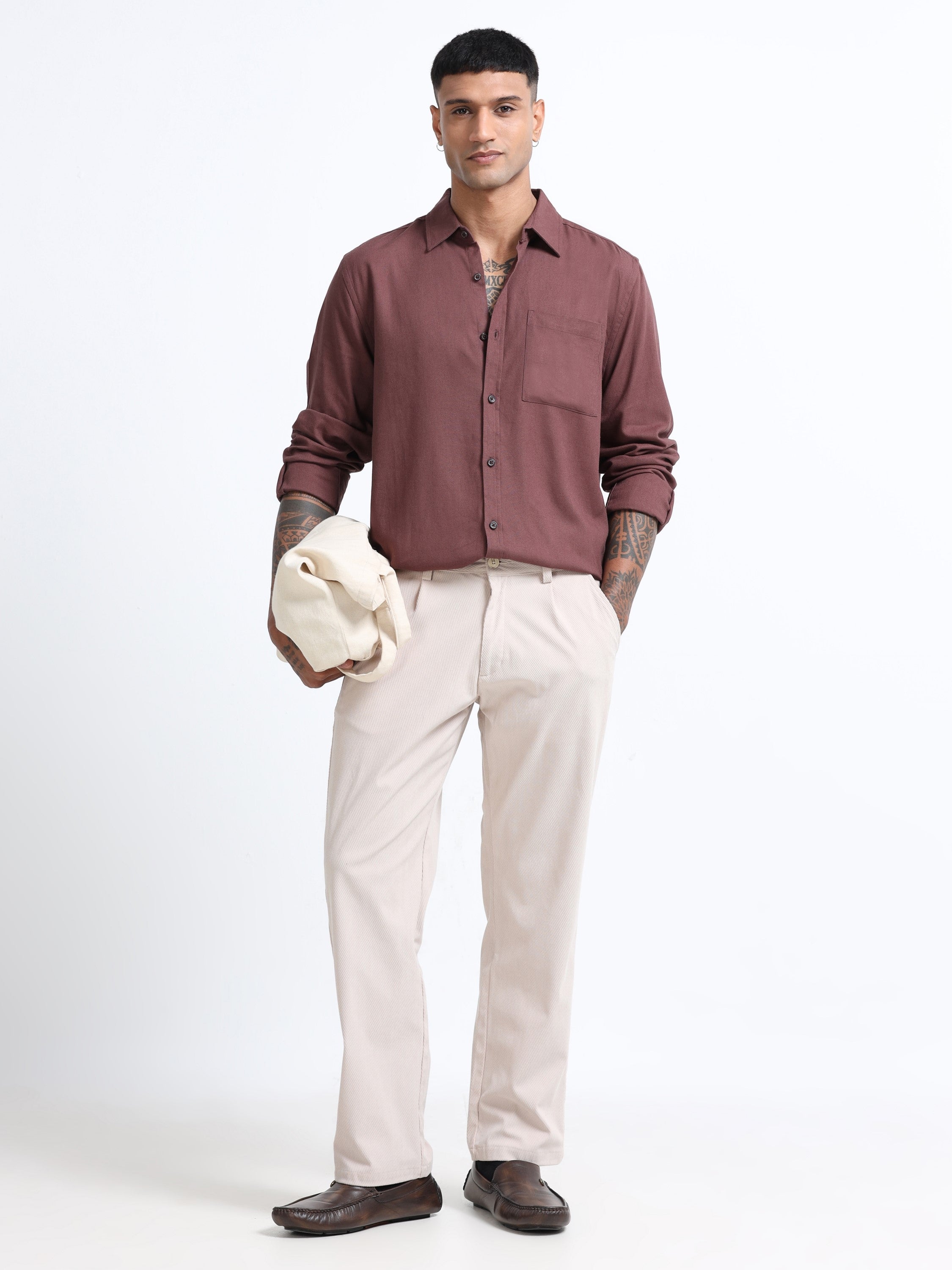 Men Linen Blend Regular Fit Shirt