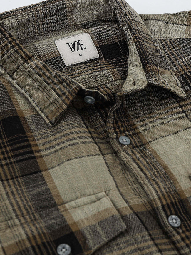 Men Lucifer Overdyed Cotton Check Shirt