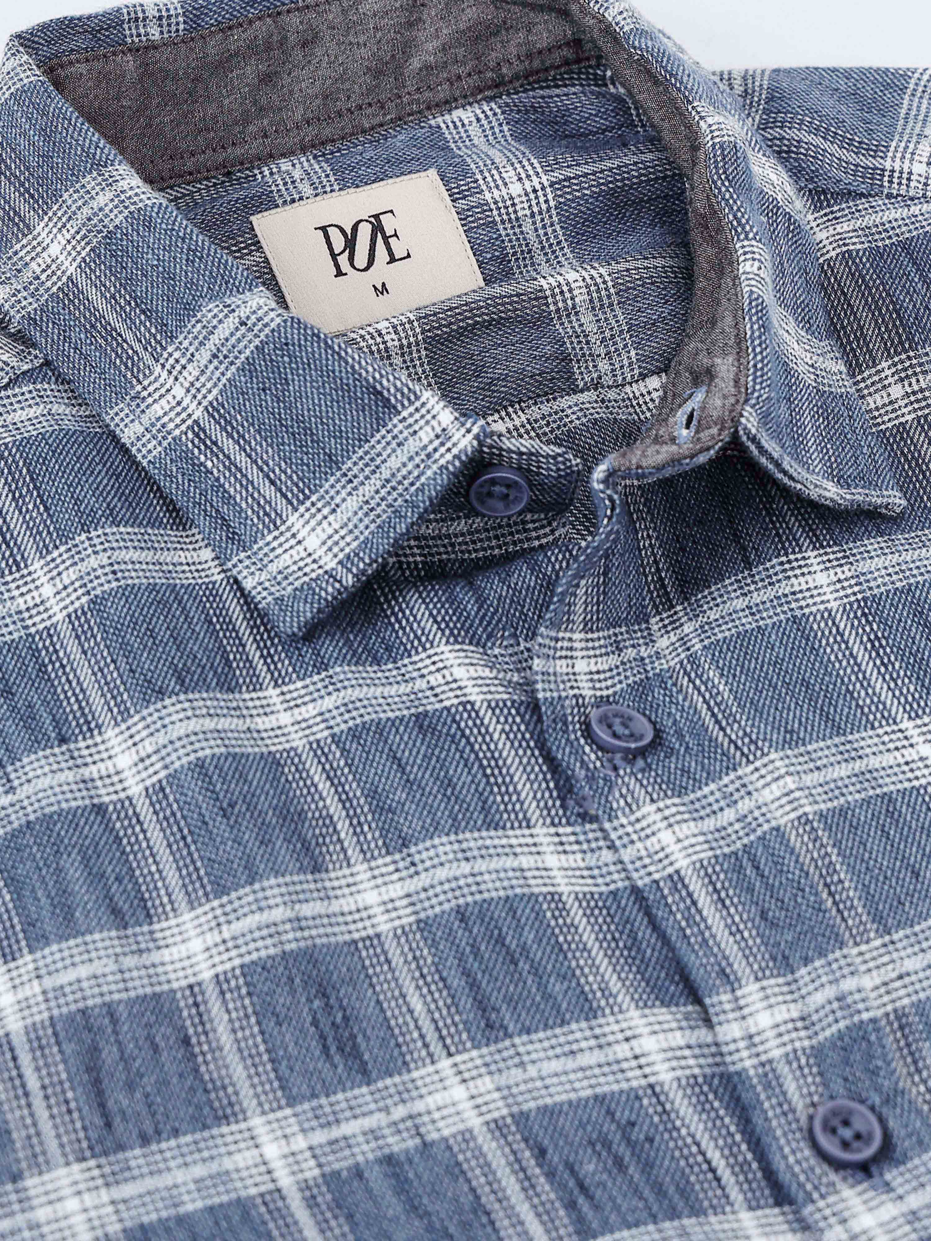 Men Syria Cotton Linen Check Shirt
