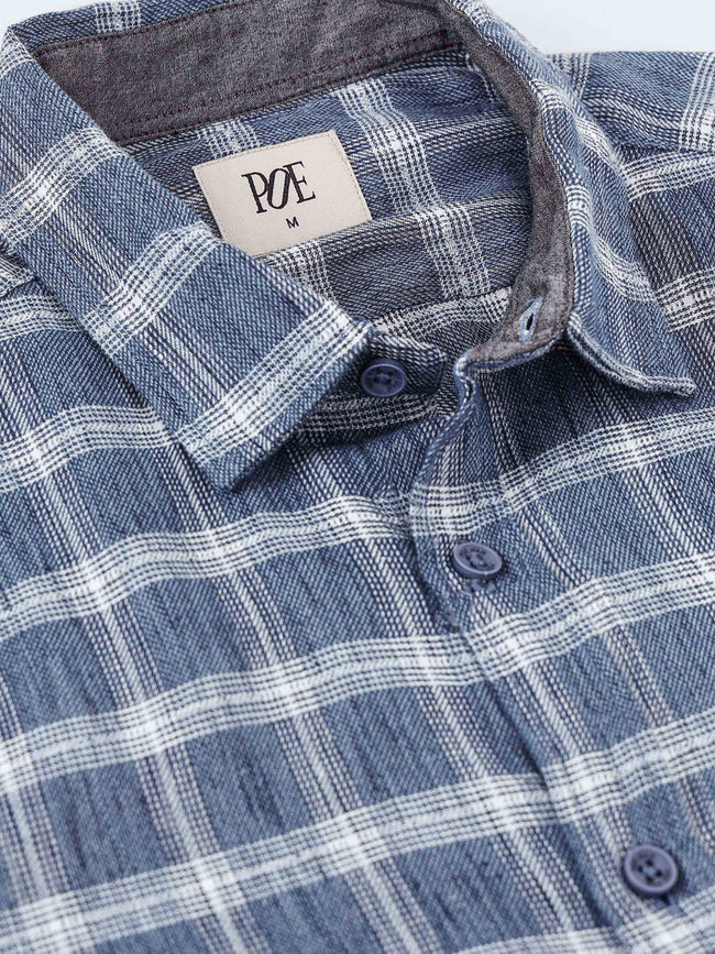 Men Syria Cotton Linen Check Shirt