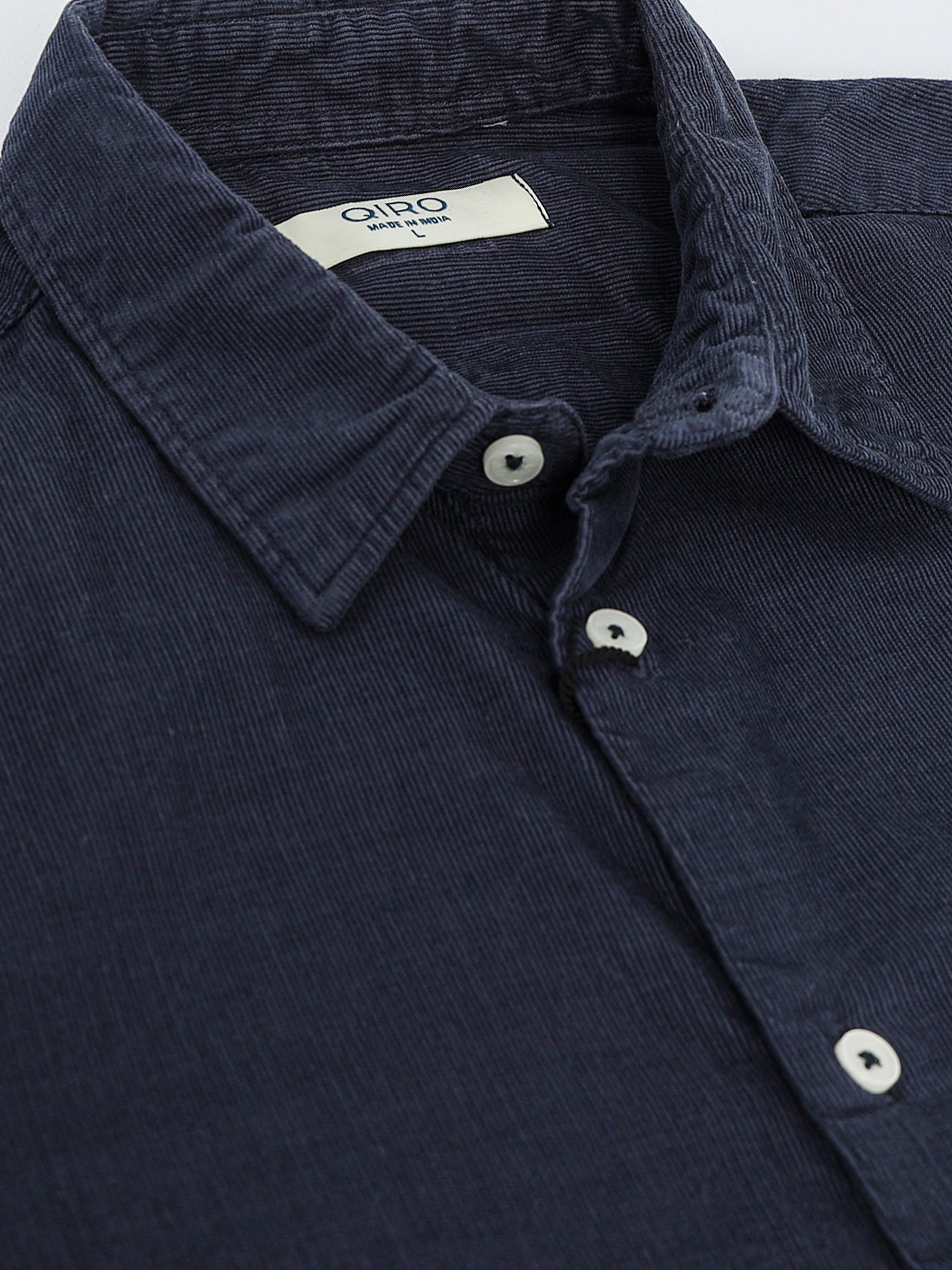 Men Navy Corduroy Shirt