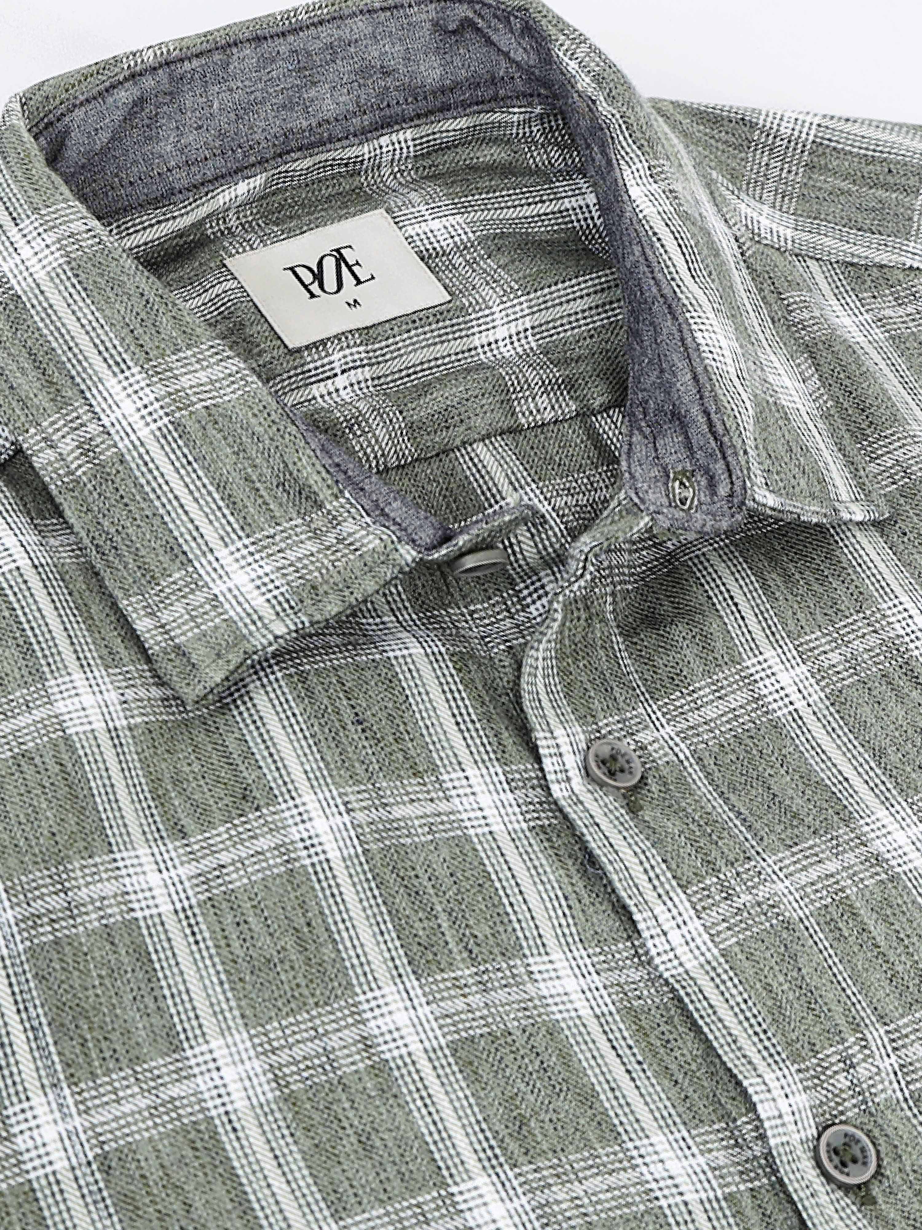 Men Syria Cotton Linen Check Shirt
