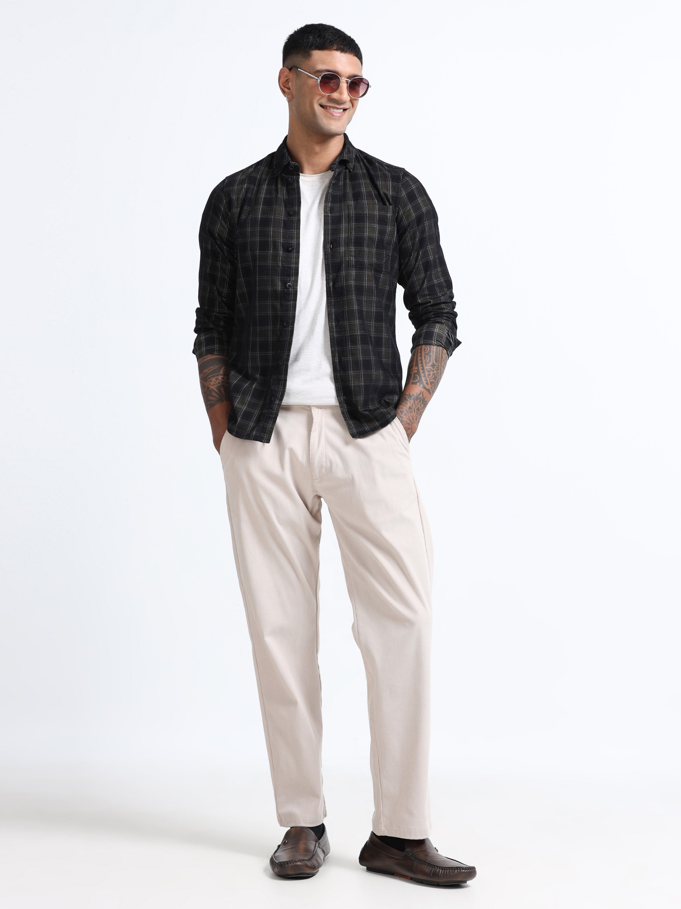 Men Corduroy Button-Down Shirt